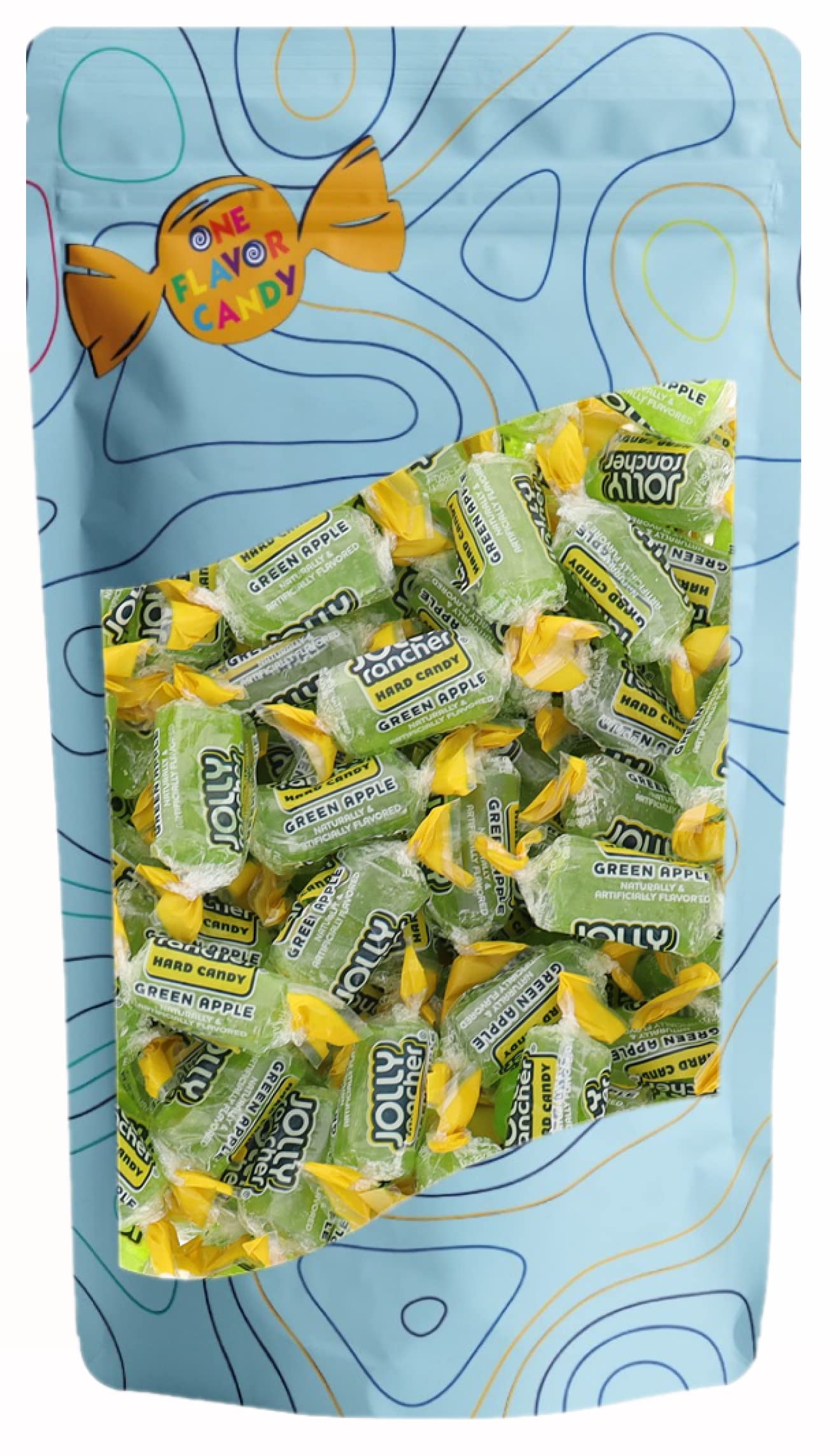 Jolly Rancher World's Best Flavored Fruit Hard Candy Bulk Candies in Sealed Bag 16oz Tasty Yummy Perfectly Delicious Time (Green Apple)