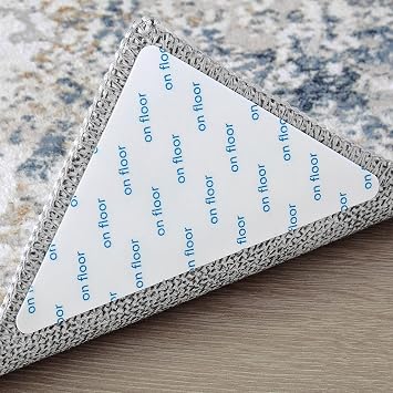 DMOYEST Rug Tape Corner Gripers 12 Pcs for Hardwood Floors Tile Floors Non Slip Rug Pads Anti Slip Rug Grips Rug Stickers for Wood Floor Carpet Stickers for Area Rugs - White