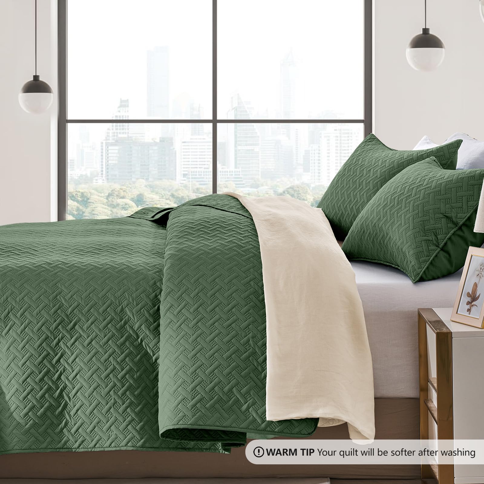 FLYMME Set Biancheria King Size 3 Pezzi: Trapunta Leggera In Microfibra Con 2 Federe (243.8x279.4 Cm) - 3