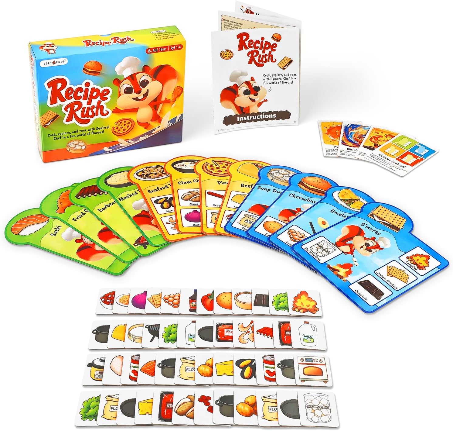 rokt&razo Recipe Rush, Cooking & Matching Card Game for Toddlers & Kids, Ages 18 Months to 10+, Educational Board Game, Easy to Learn, No Reading Required, Perfect for Family Game Night, 1–4 Players