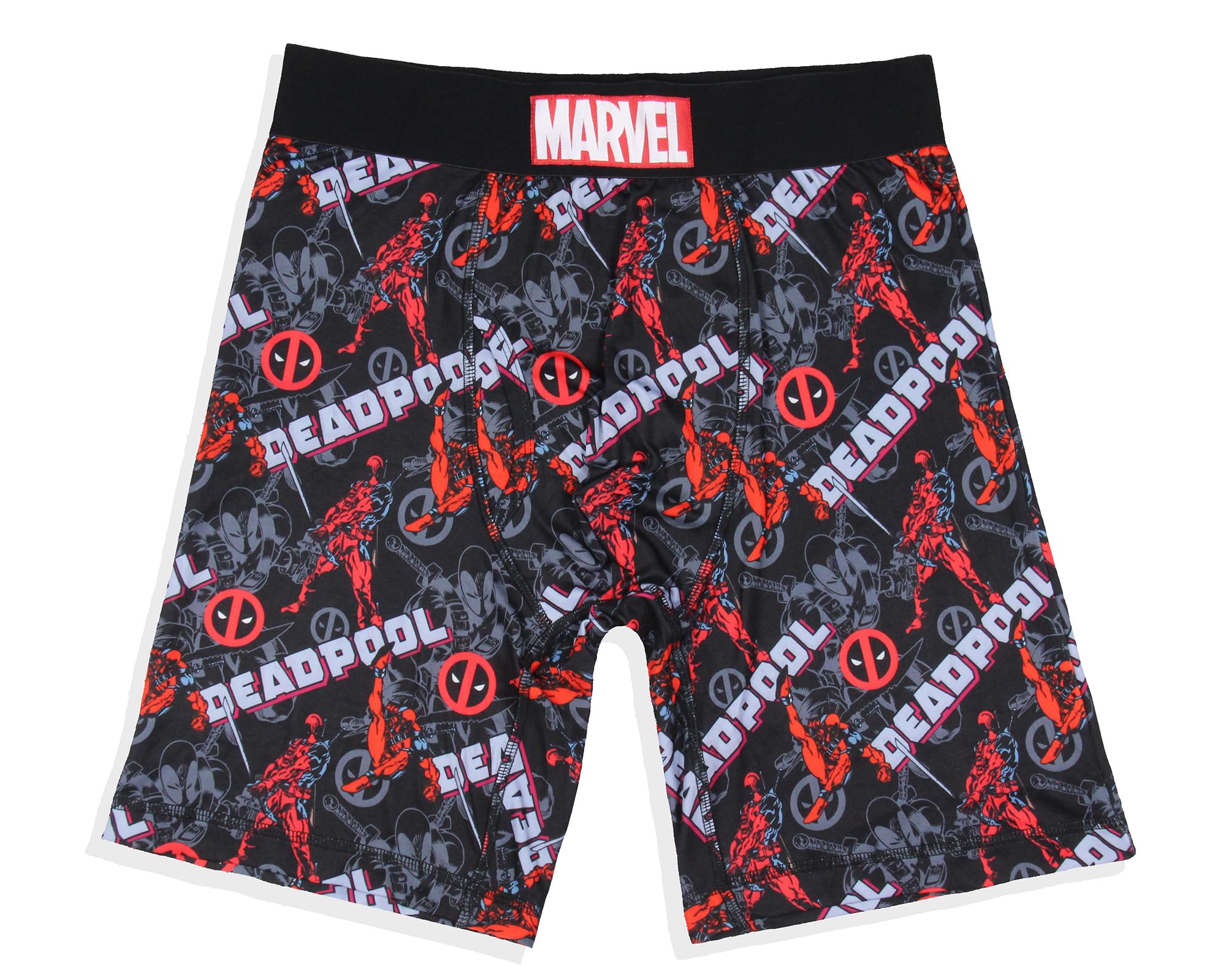 Intimo Men's Black Marvel Comics Deadpool Allover Print Tag-Free Boxers Underwear Boxer Briefs, 3XL- Plus