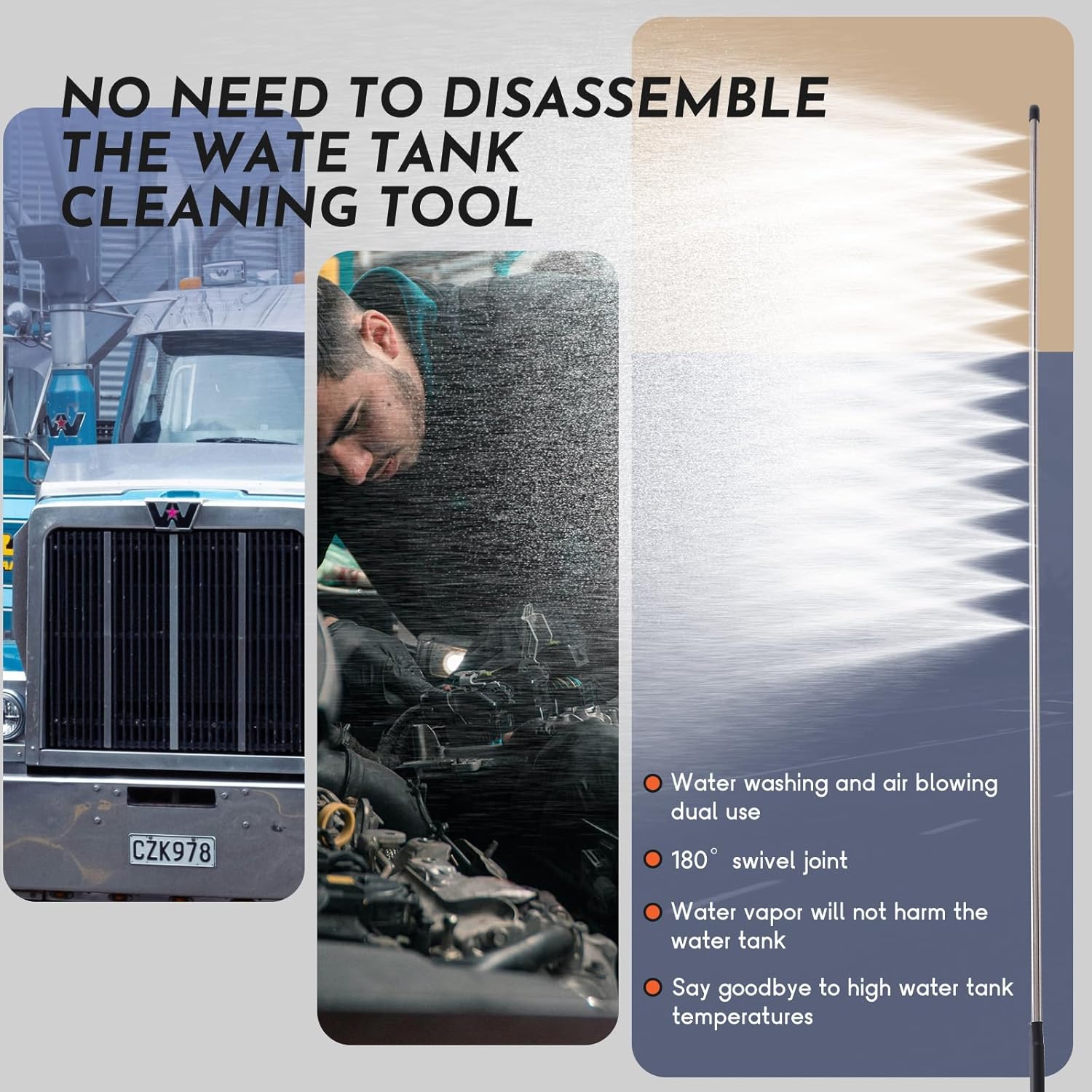 40-Inch Radiator Cleaning Wand - 5000PSI High Pressure Radiator Cleaner Wand with 14 Linear Water Outlets& Pressure Gun Adapter, Stainless Steel Radiator Genie for Household Cars, Trucks, RV