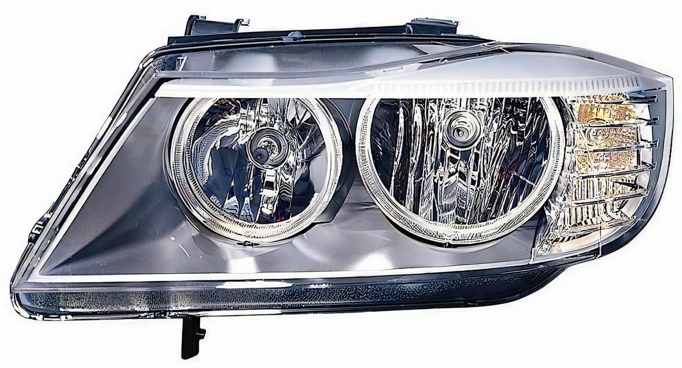 Fanale realizzato per BMW Serie 3 E90 2008> Sinistro H7 alogeno pred. per regol. elettrica equivalente Fari VALEO 63117202573