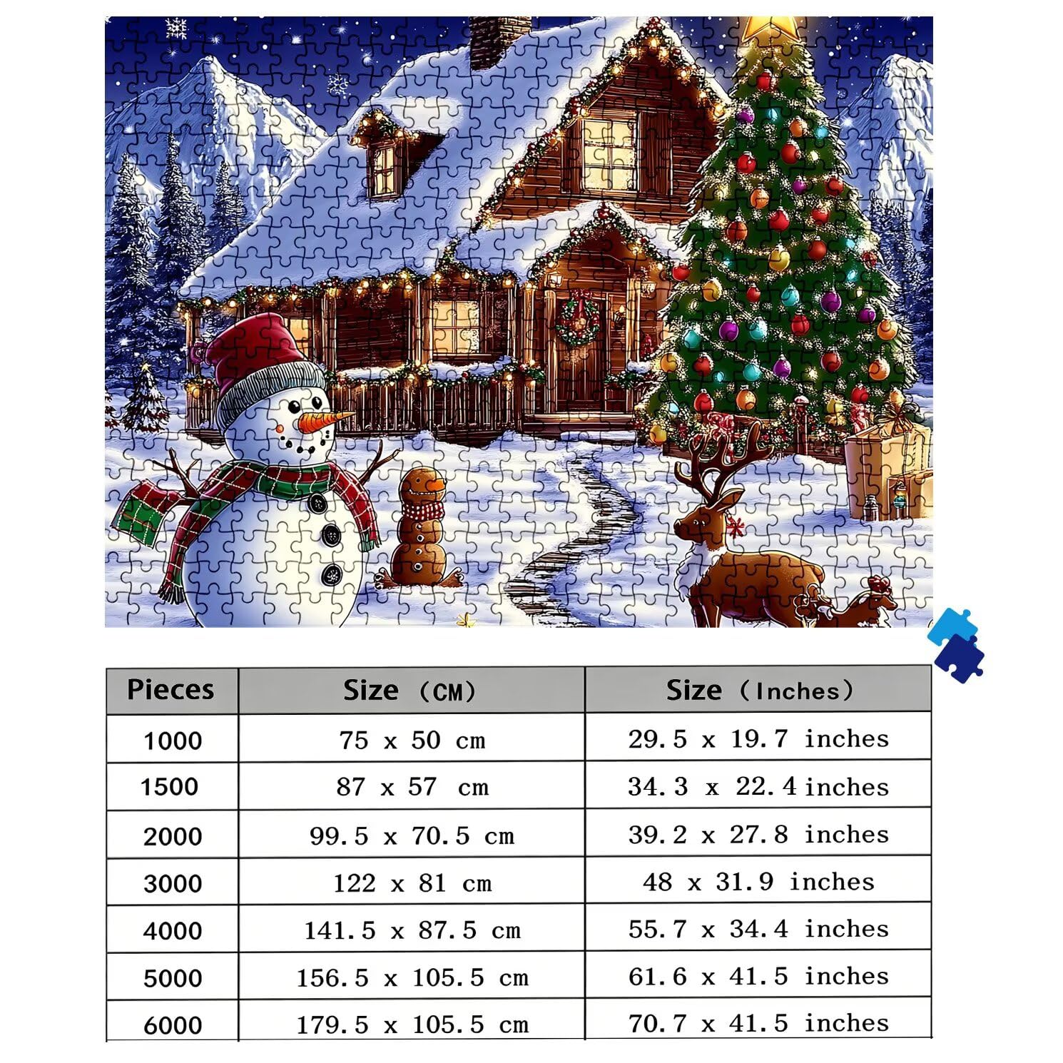 Puzzle 1500 Teile, Holzpuzzle Erwachsene - Impossible Puzzle 87 x 57 cm niffliges Denkspiel & Denksport für Frauen & Männer, Familienspiel, Geschenk für Frauen Weihnachtsbaum Schneemann w0-817