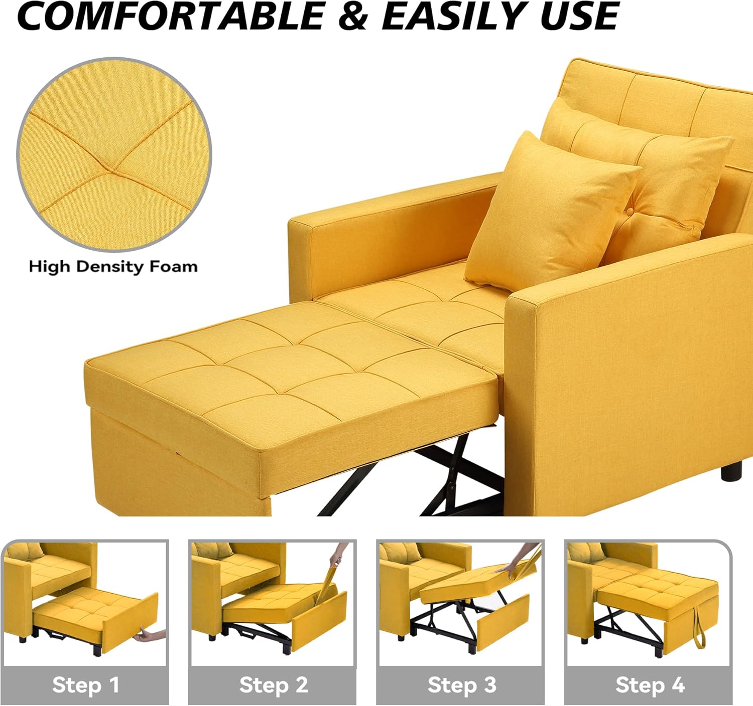 Sofá cama convertible, sofá cama con respaldo ajustable, sillón, sofá