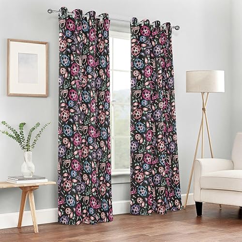 Miniatura 6 de Cortina opaca con diseño de calavera de bruja de 84 pulgadas de largo, cortinas opacas para dormitorio y sala de estar, cortina divisora de