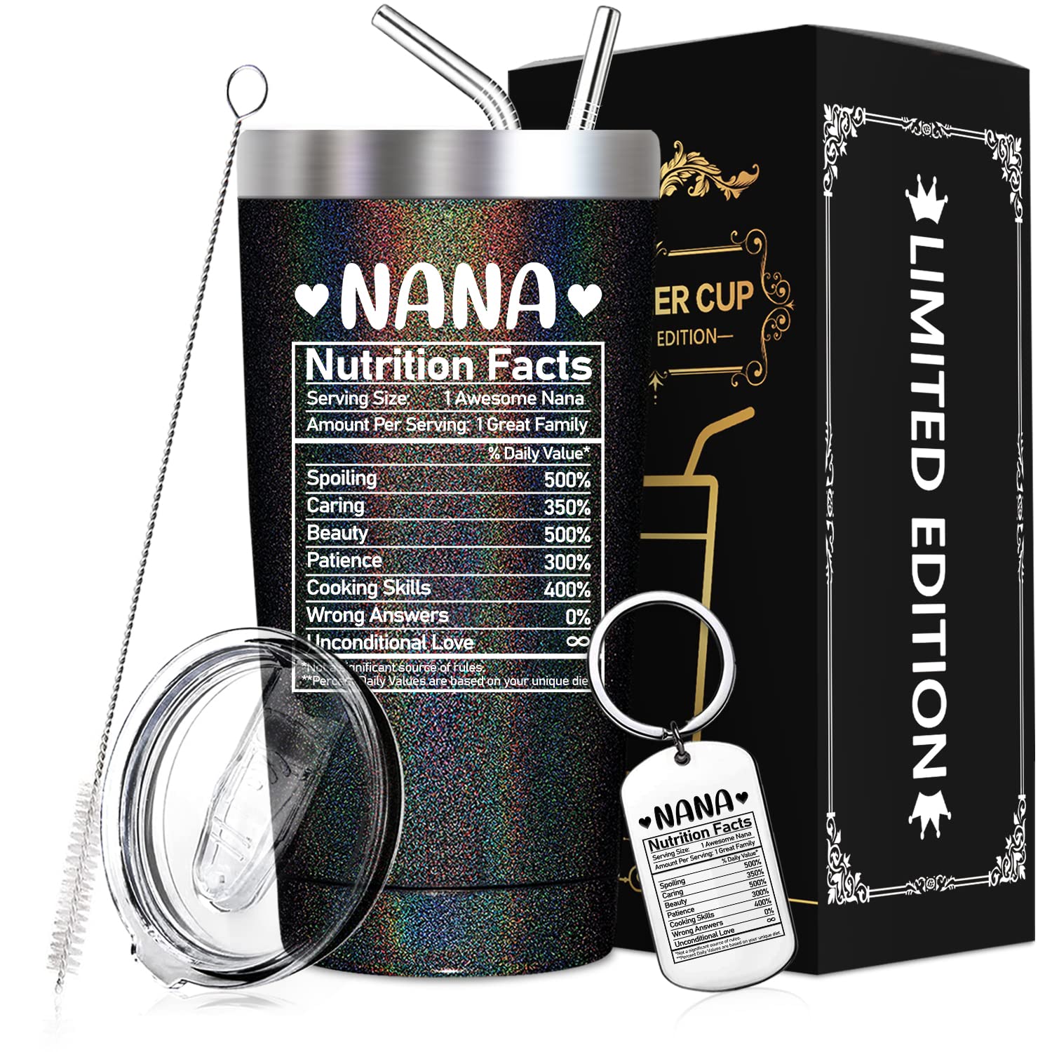 Photo 1 of ** SIMILAR TO STOCK PHOTO** SpenMeta Nana Mothers Day Gift - Nana Gifts from Grandkids - Nana Christmas, Birthday Presents - Nana Nutrition Facts, 20oz Nana Tumbler Cup WHITE
