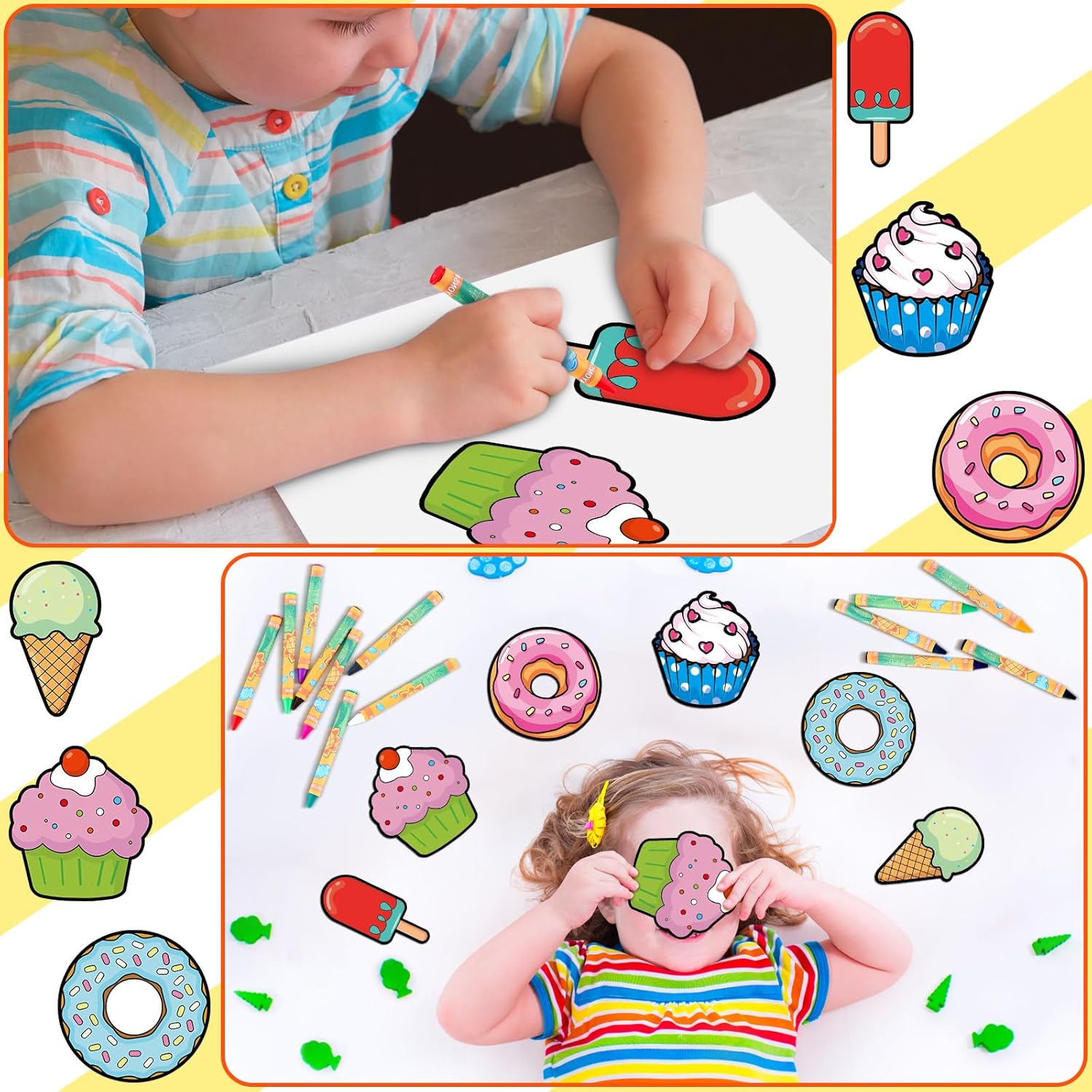 30 Pcs Crafts Color Your Own Magnet for Kids Sweet Treat Kit DIY Coloring Dessert Crafts DIY Coloring Magnet Ornaments for Art Party Favors
