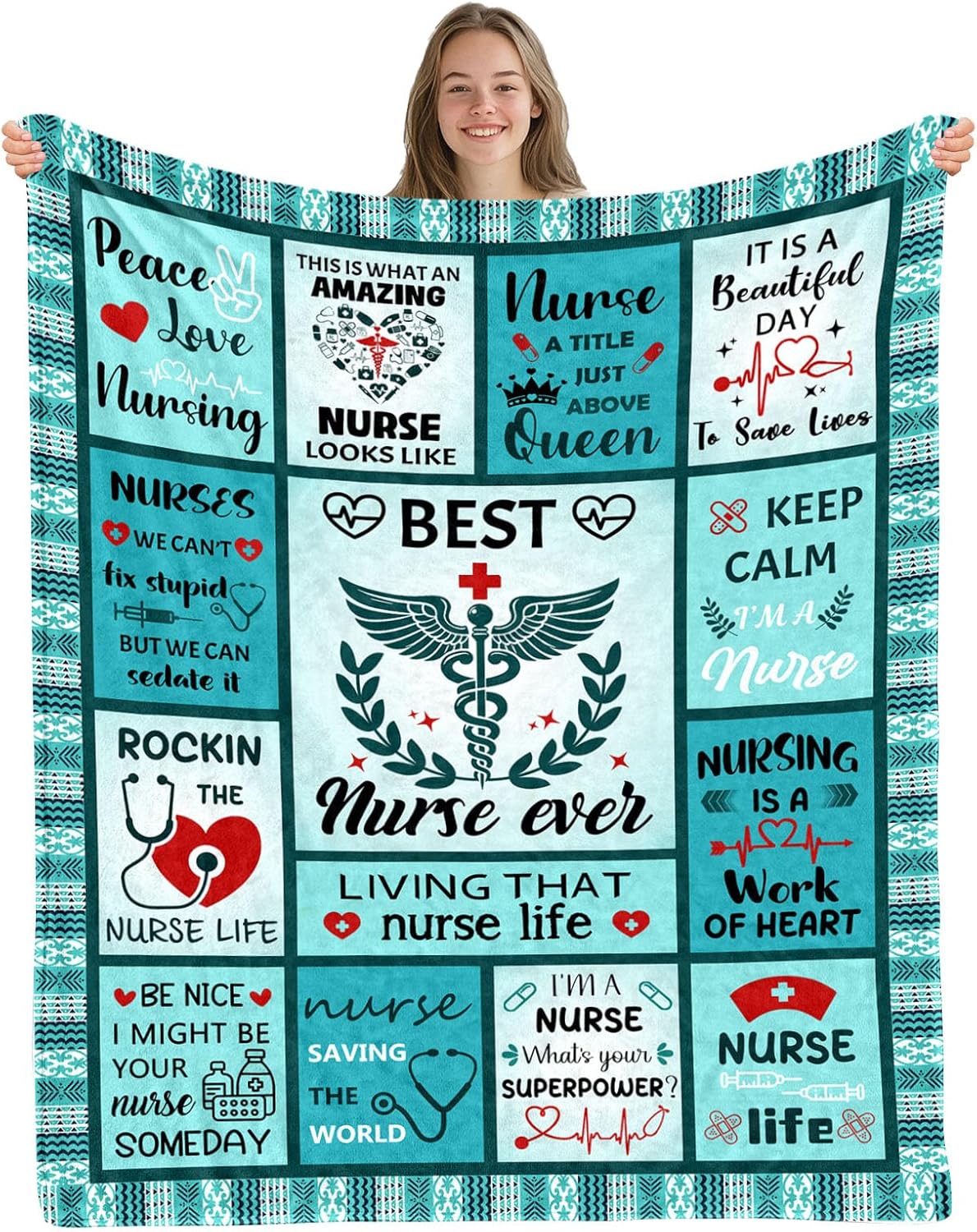 Nurse Gifts for Women Men, Christmas Thanksgiving Gifts for Nurses Blanket, Nursing Student Gift for Nurses, Nurse Appreciation Graduation Birthday Gift Blanket 50"x 60"