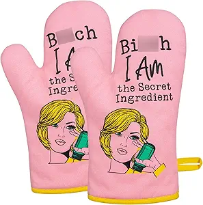 Miracu Oven Mitt, Funny Kitchen Cooking Oven Mitts, Pink Kitchen Accessories, Cute Baker Stuff, Baking Gifts for Women Mom, House Warming Gifts New Home Apartment, for Christmas Birthday Housewarming
