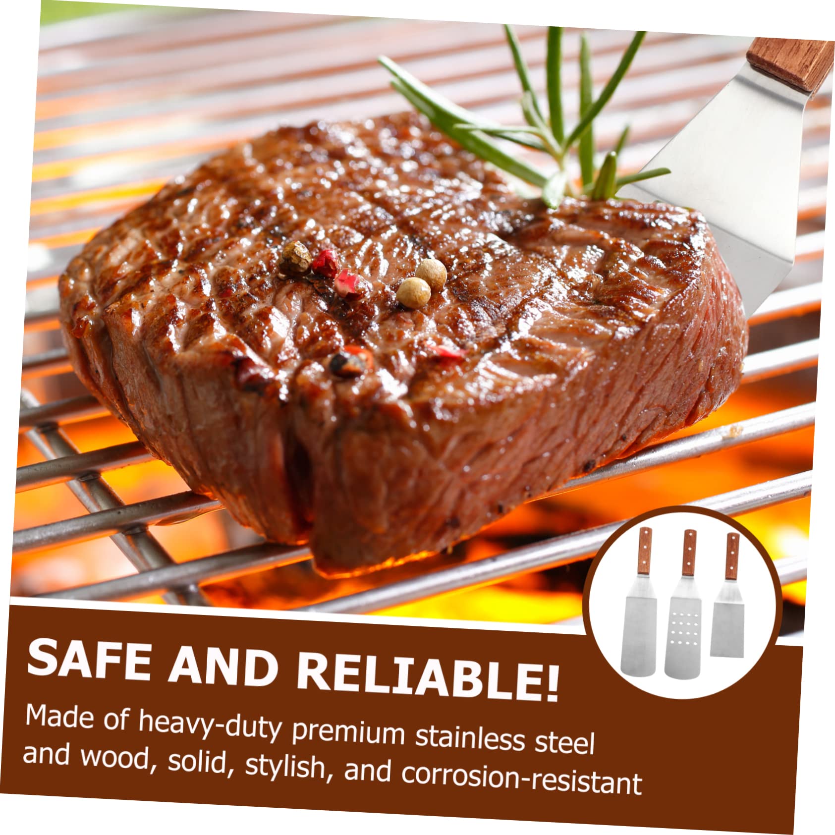 UPKOCH Edelstahl-grillbesteck-Set Mit Holzgriff Grillzubehör-Set Für Küche Und Grillen