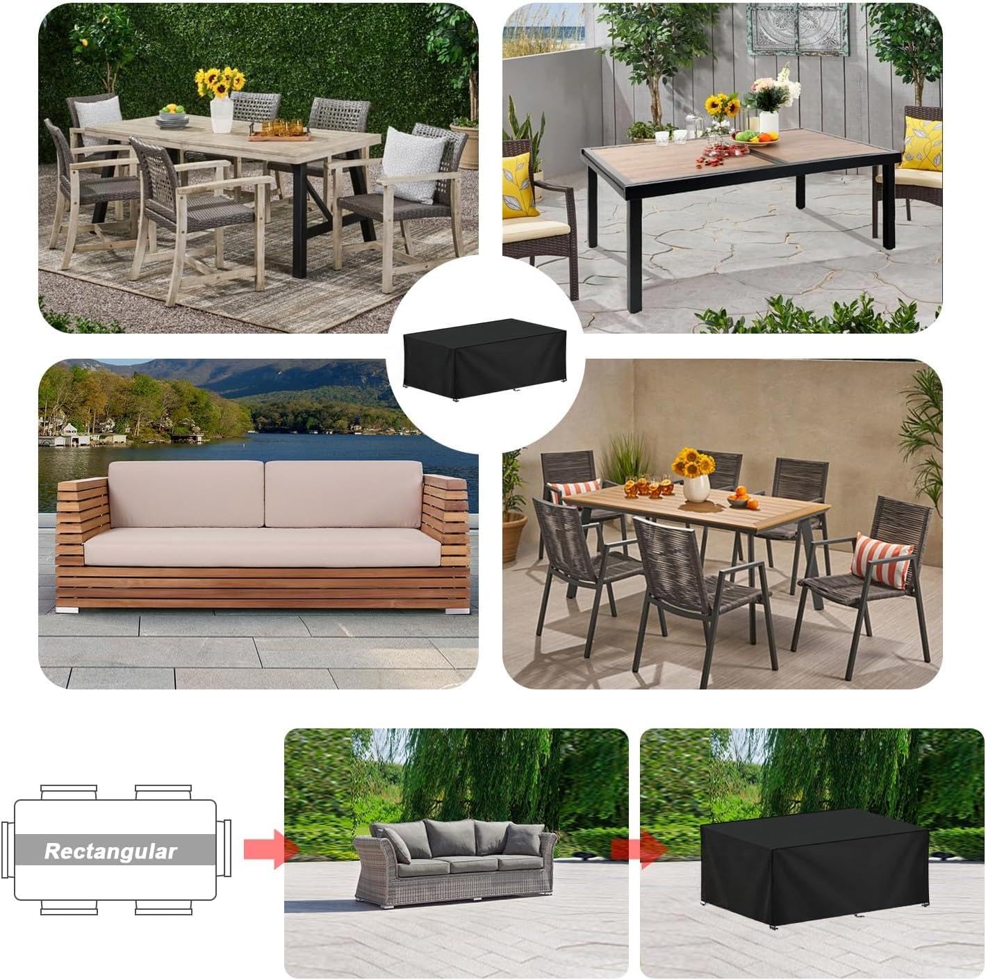 Pokrowiec na meble ogrodowe na zewnątrz, zestawy mebli pokrowiec wodoodporny, tkanina Oxford 420D, do sofy ogrodowej, na zewnątrz, patio, rozmiar 135 x 155 x 55 cm