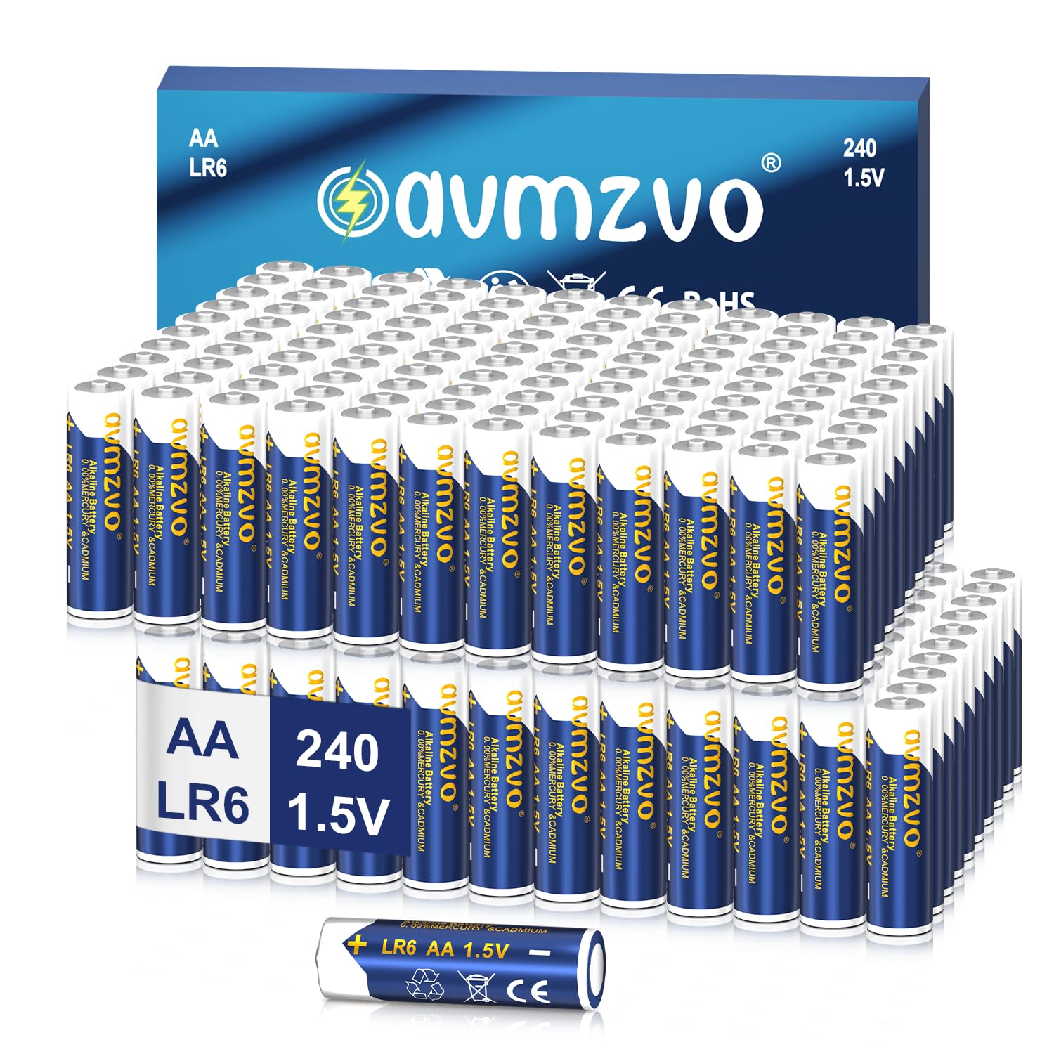 Batterien AA 240 stück,LR6 Batteries 1.5V,Alkaline,langlebige Power | Leistungsstark, Kann für Spielzeug, Wecker und andere elektronische Geräte verwendet Werden【10 Jahre Garantie】