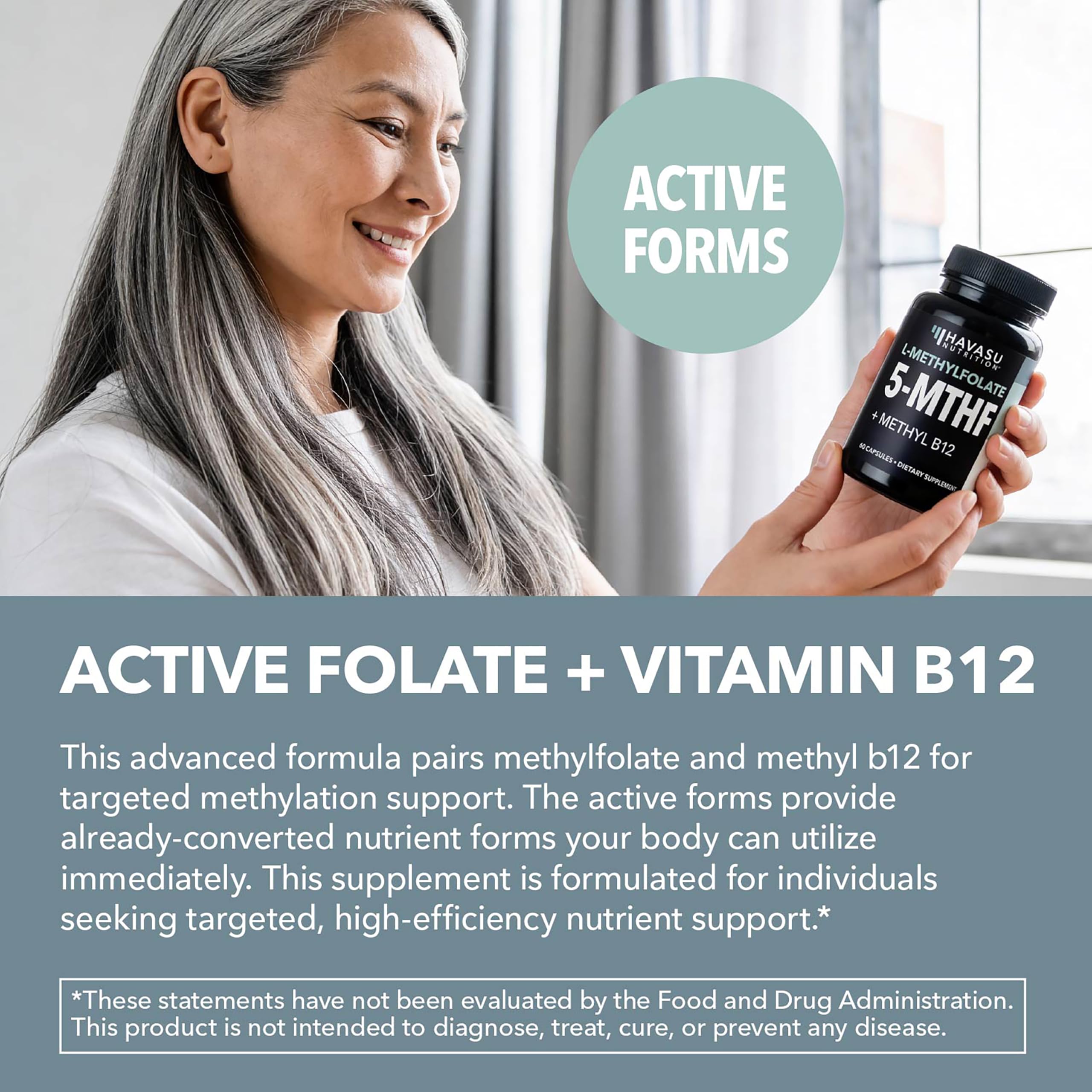 L-MethylFolate 15 Mg Plus Methyl B12, High Strength 5 MTHF, 60 Servings — Amazon image 5