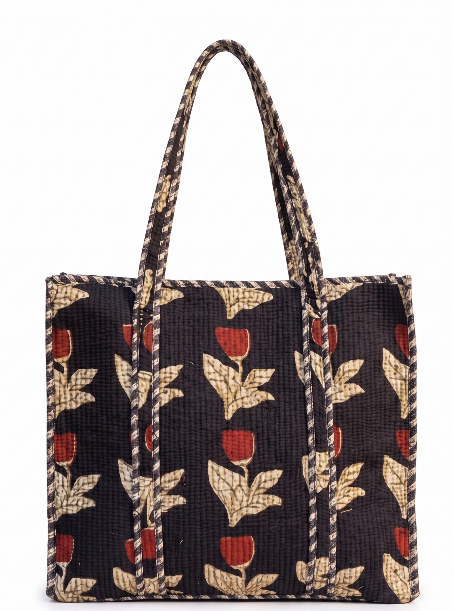 Handblock Print Cotton Tote Bag for Women | Reusable Eco-Friendly Shopping & Shoulder Bag | Traditional Printed Carry Bag for Office, College, Travel & Daily Use | 16 x 16 Inch-image-43