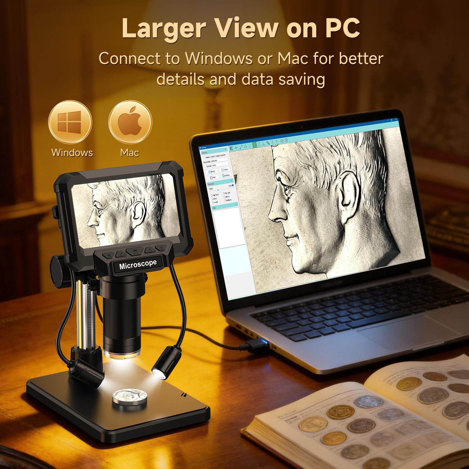4.3" Coin Microscope - 1000x Magnification -5