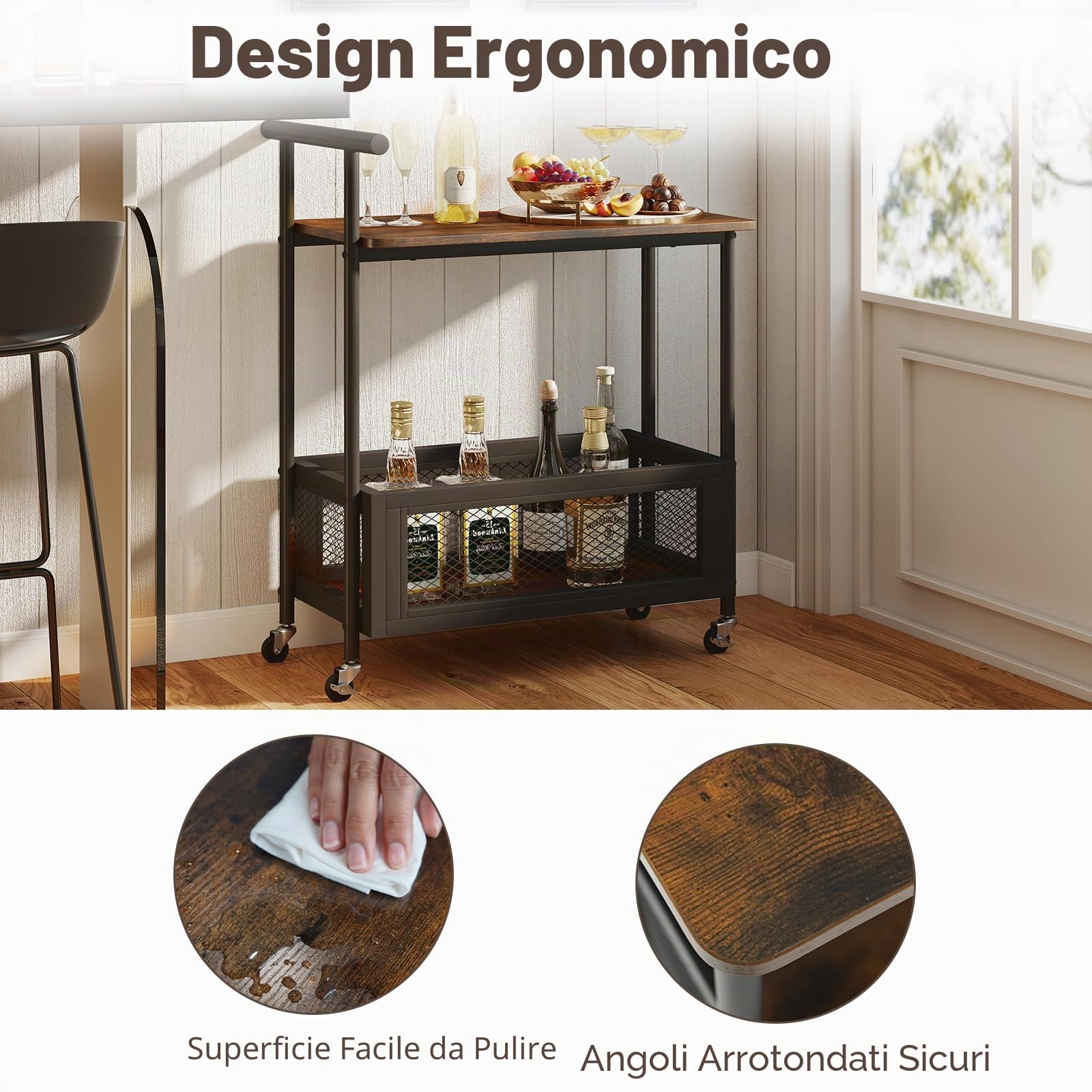 LIFEZEAL Carrello Cucina Salvaspazio con Ruote, Scatola, Manico, Stretto