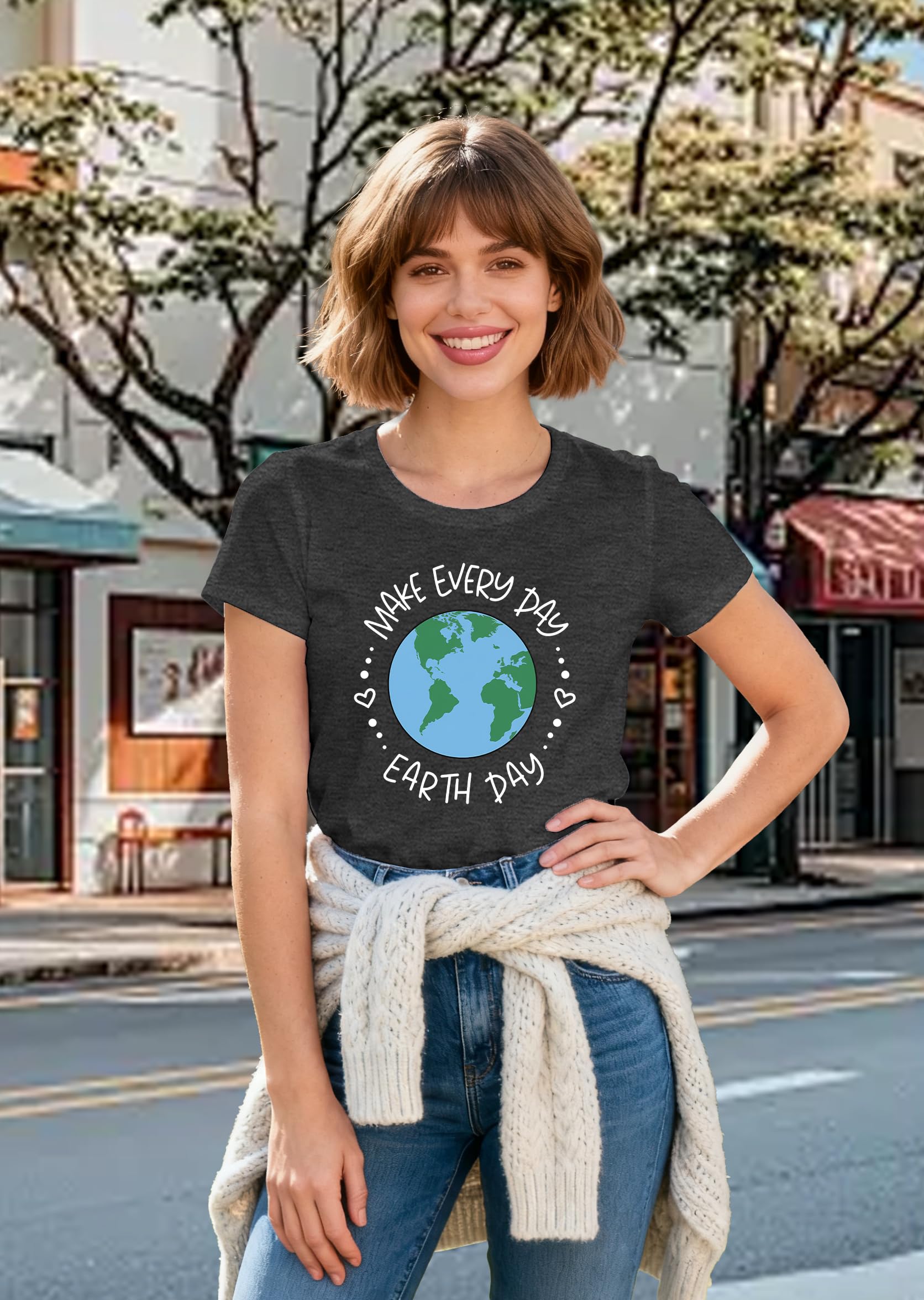 Womens Make Every Day Earth Day T Shirt Earth Day Graphic Tee Save The Planet Environmental Shirt - 5