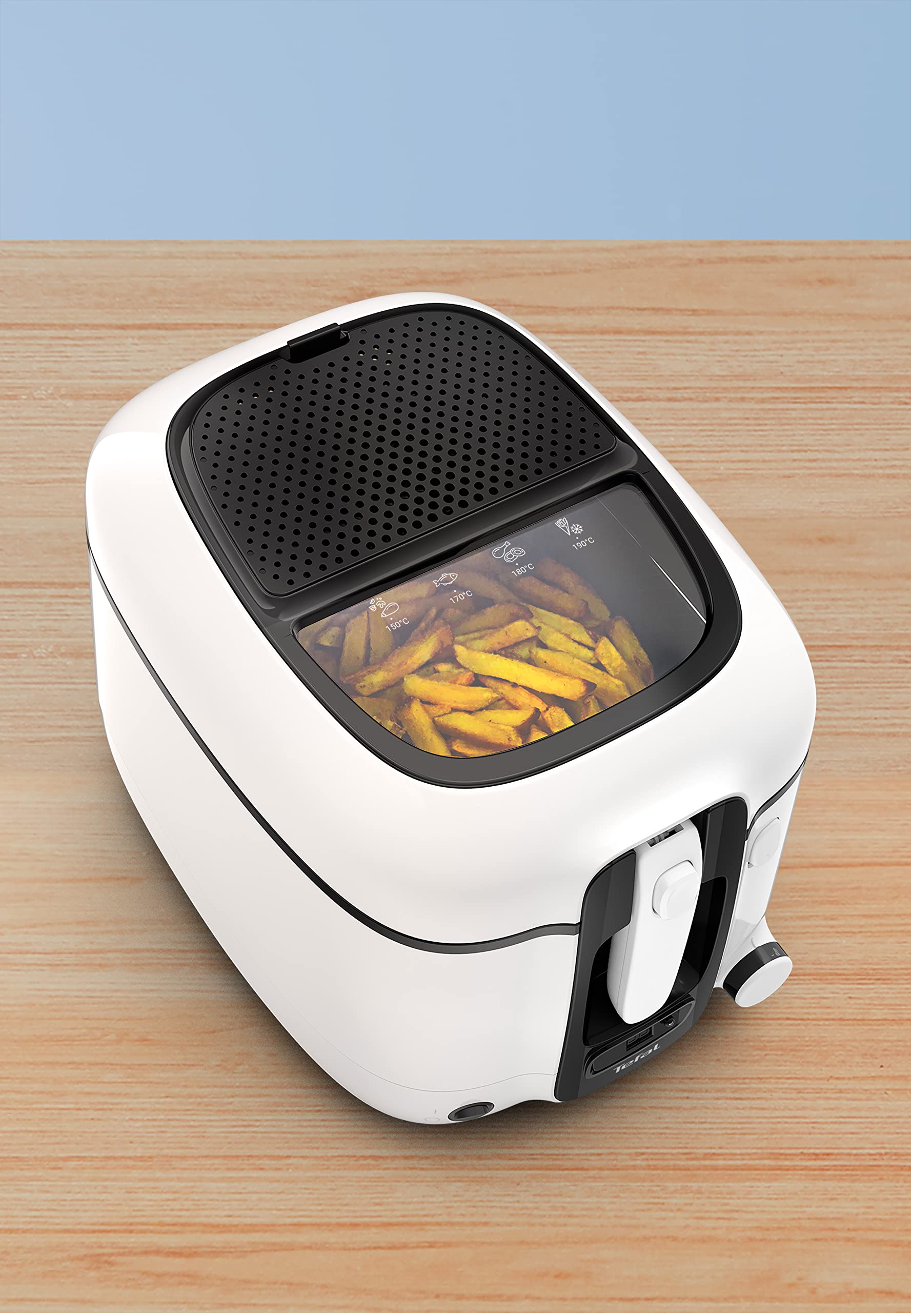 Tefal Fritteuse Super Uno, inkl. Timer, Kapazität: 2,2 Liter, Spülmaschinengeeignete Teile, Antihaftbeschichtung, Geruchsfilter, Fritteuse mit Fett-Spritzschutz, weiß/schwarz, FR3140