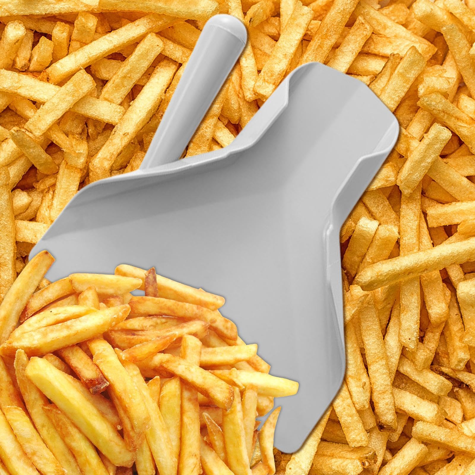 Pala para patatas fritas, Cuchara para patatas fritas Recogedor para patatas fritas con mango Espátula para patatas fritas antideslizante para el hogar, utensilios de cocina de calidad alimentaria