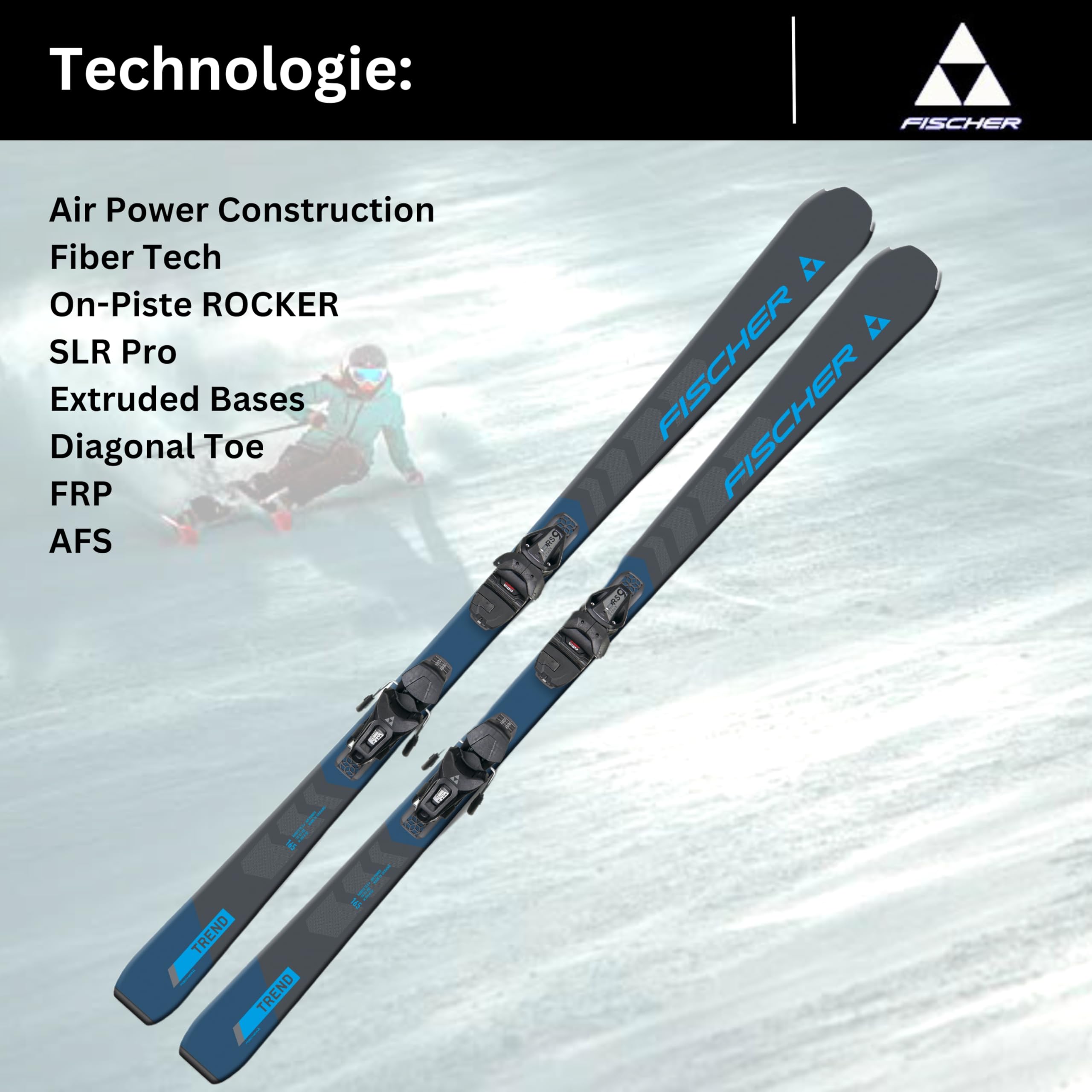 Ski Alpinski Carvingski On-Piste-Rocker - Fischer RC Trend SLR - inkl. Bindung RS9 SLR Z2,5-9 - All Mountain Ski - geeignet für Einsteiger bis Fortgeschrittene