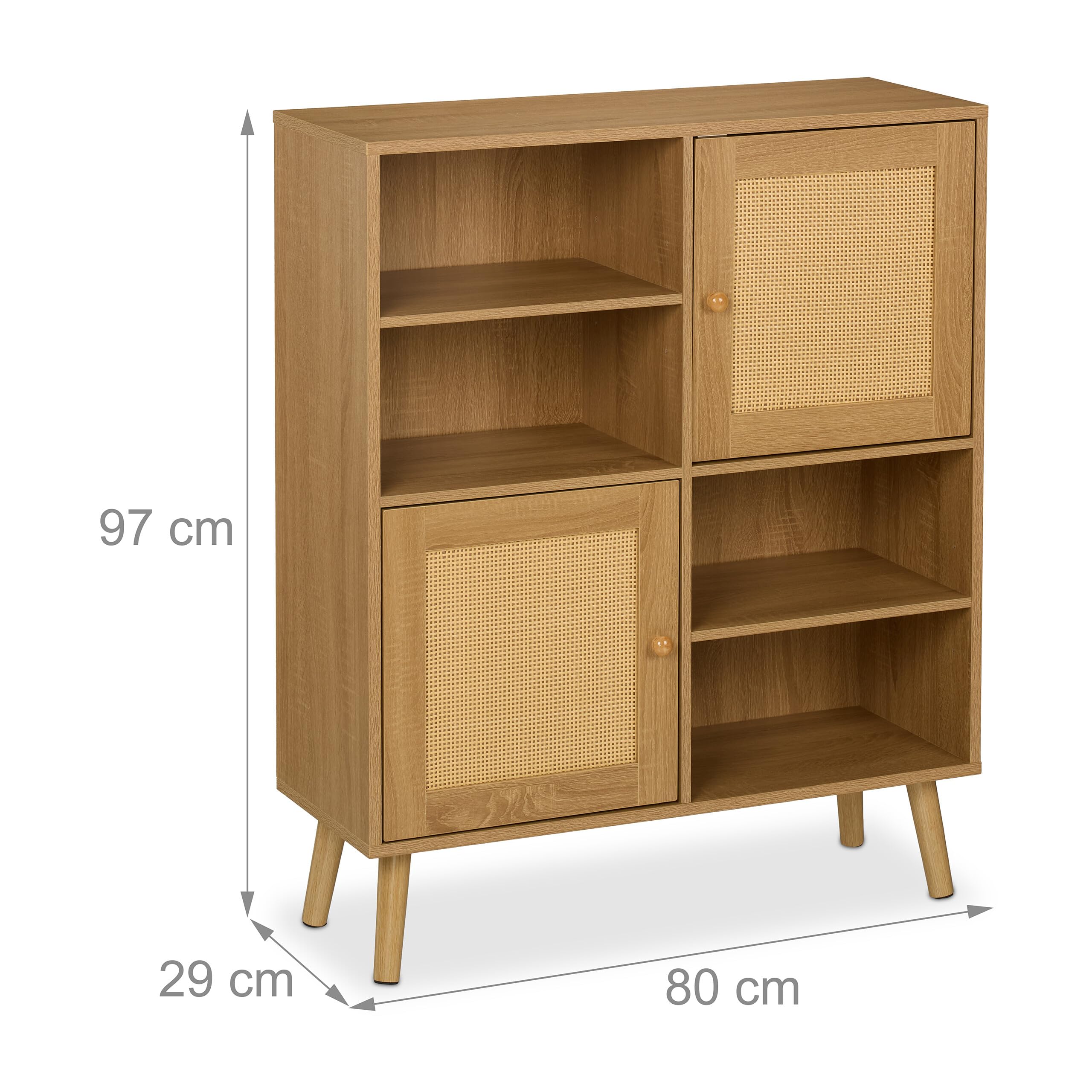 Mangohouten Wandkast Evan 80 cm Crème (4 open vakken, 2 deuren) – De