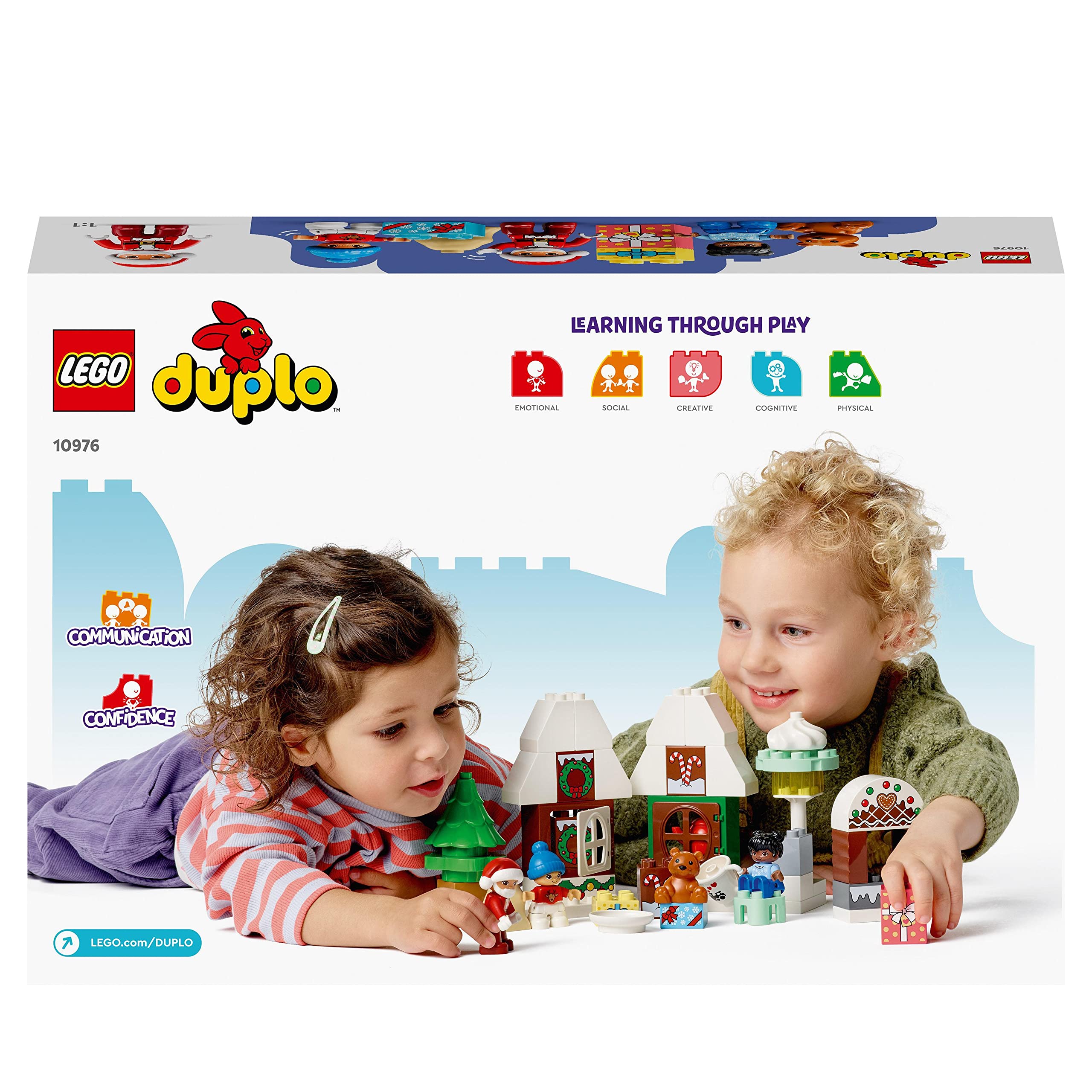 LEGO 10976 Duplo La Maison en Pain d'Épices du Père Noël, Jouet Maison, avec Briques, Figurine Père Noël, Cadeau Noël, Enfants, Filles et Garçons Dès 2 Ans