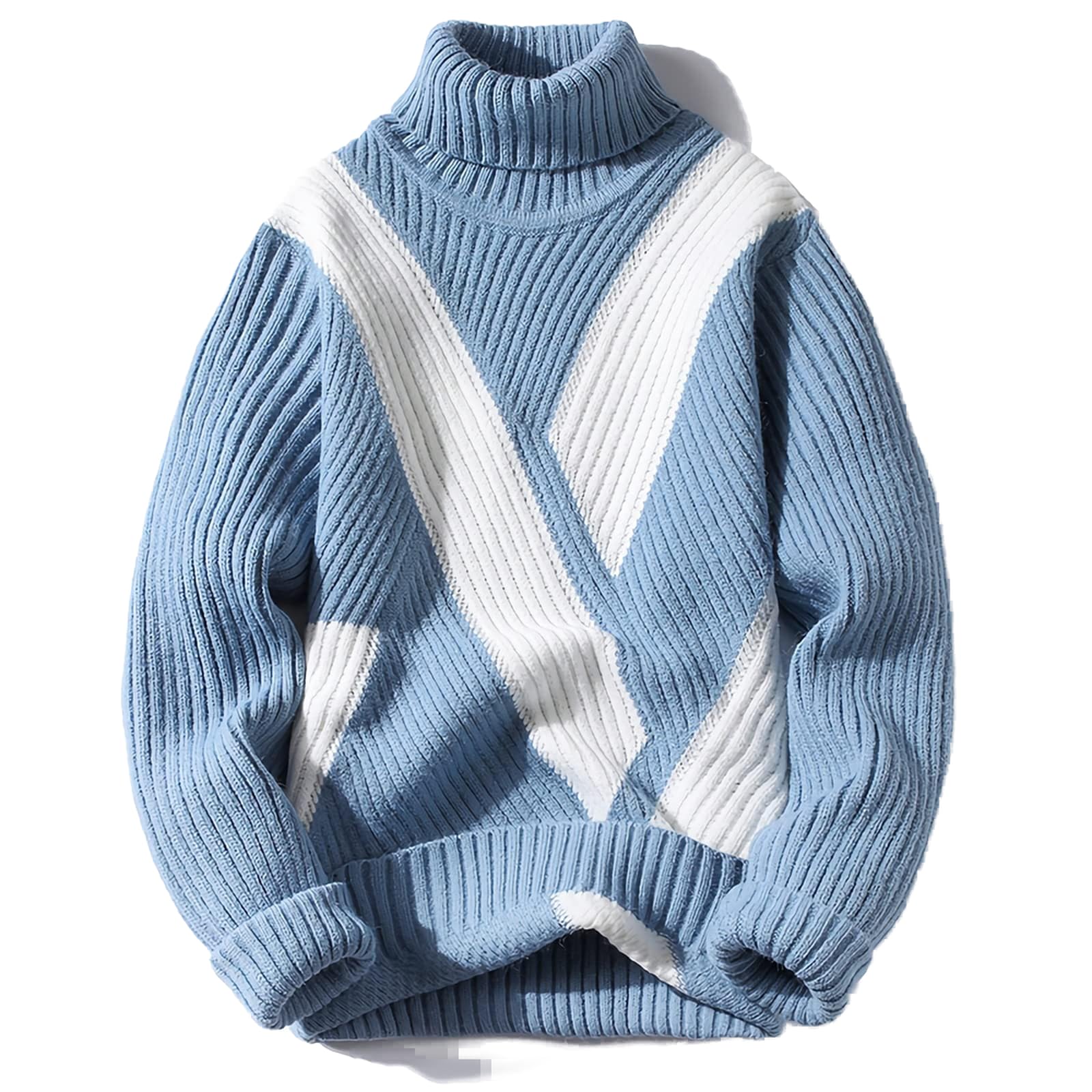 KUYWLMKMZZ Świąteczny sweter w paski dzianinowy golf sweter luźna odzież męska golf męski sweter moda sweter męski sweter sweter męski swetry dżentelmen sweter na zewnątrz (kolor: C, rozmiar: Azjatycki rozmiar L)