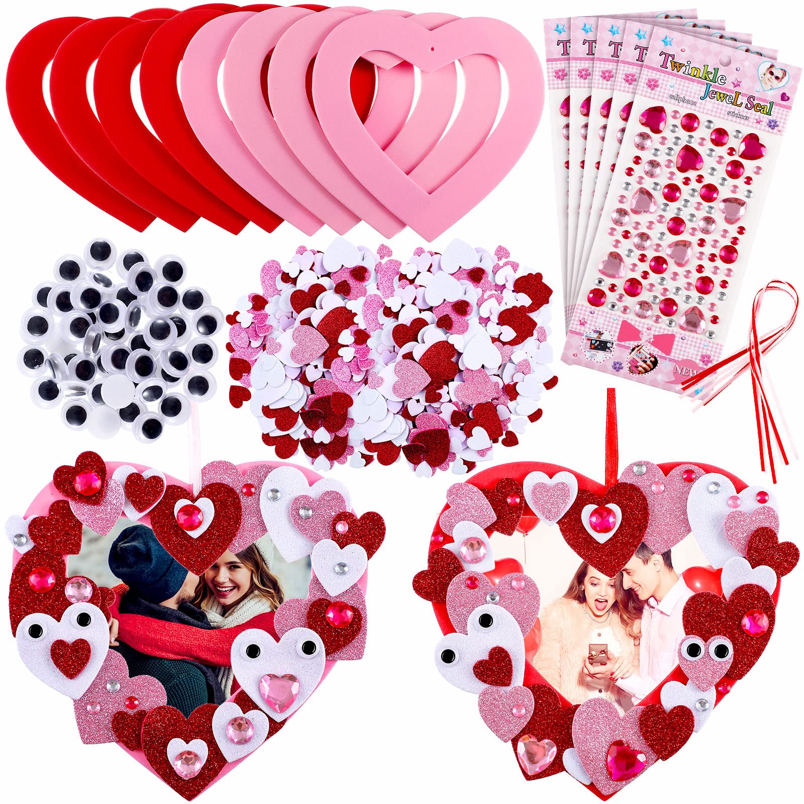 Buy 8 Sets Valentine Foam Wreath Craft Kit DIY Foam Valentine's Day