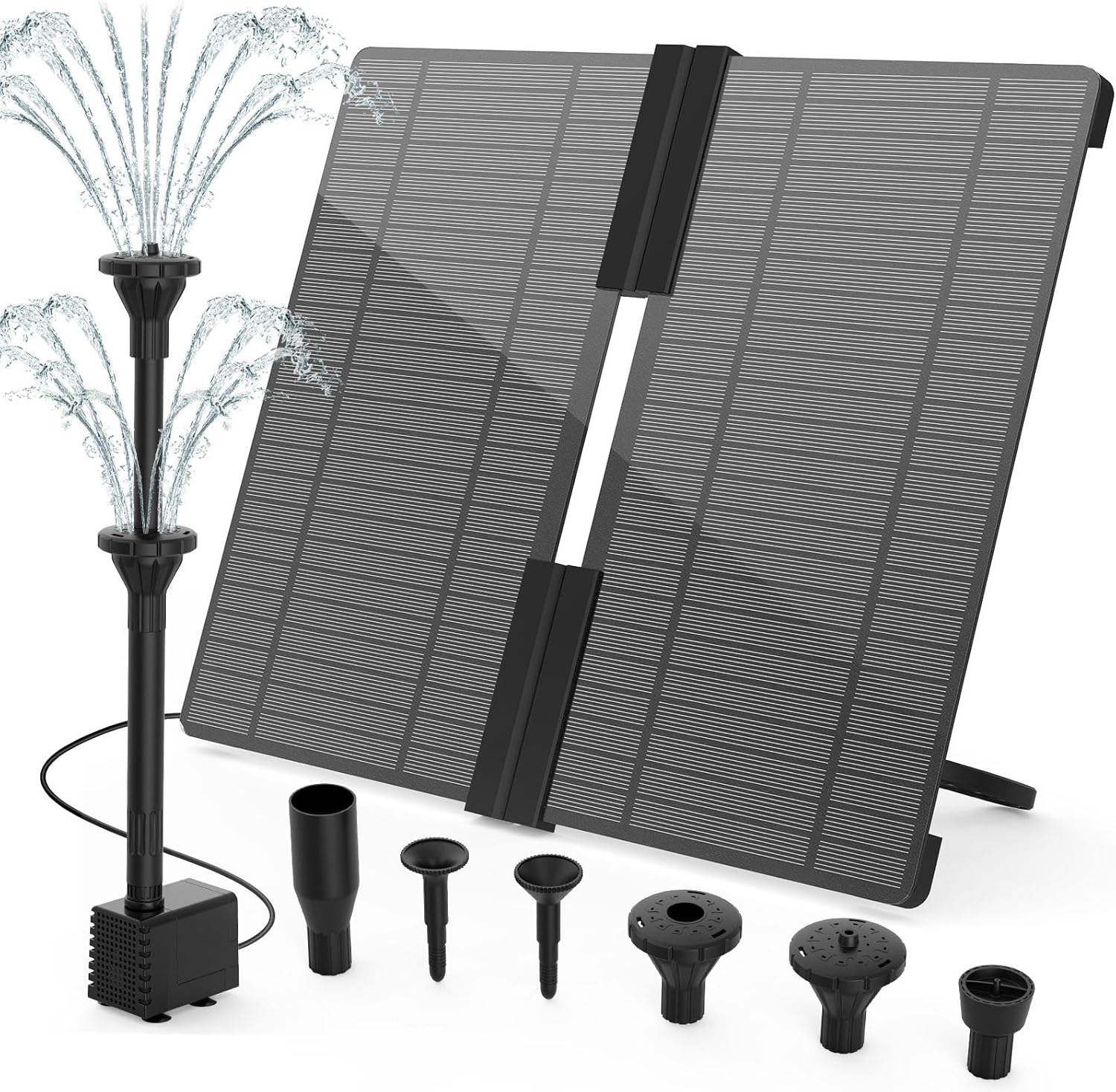20W Foldable Solar Water Fountain Kit, Solar Powered Water Fountain Pump with 6