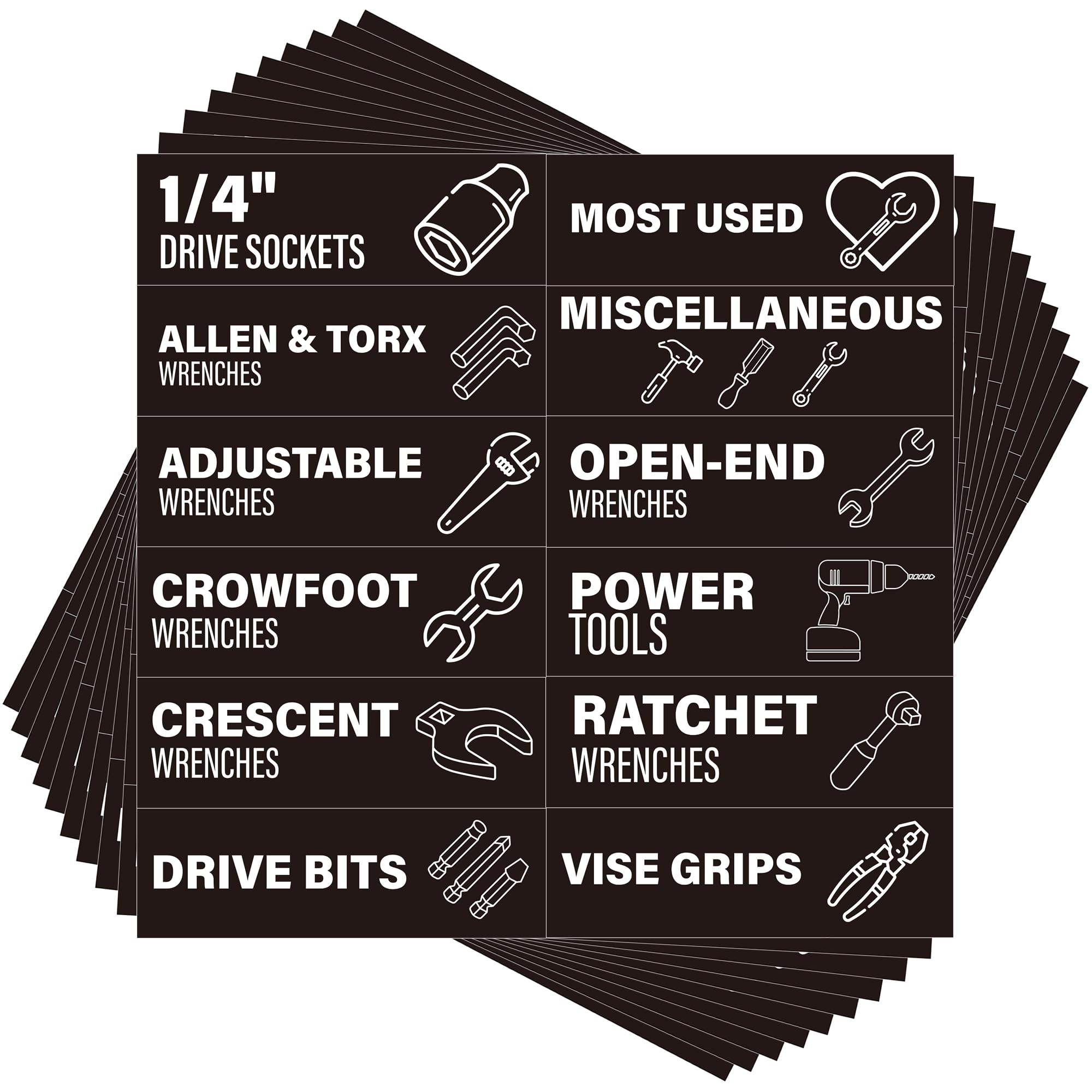 AbudadaToolbox Organization Magnetic Labels - 80 Tool Organizer Icon Labels with Strong Magnets, Toolbox Widget Stickers Accessories - Fits All Brands of Steel Tool Chest Organizer