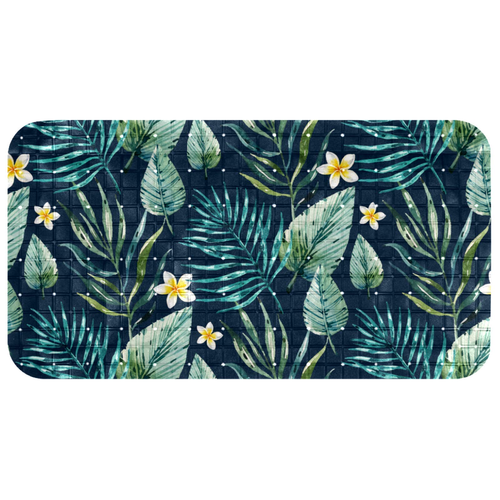 Alfombrilla de ducha para cuartos de baño pequeños con estampado exótico verde