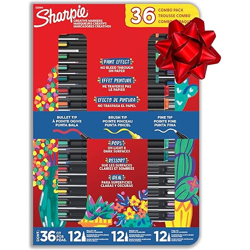 Sharpie Creative Markers Variety Pack, Water-Based Acrylic Paint Markers, Assorted Tips and Colors, 36 Count