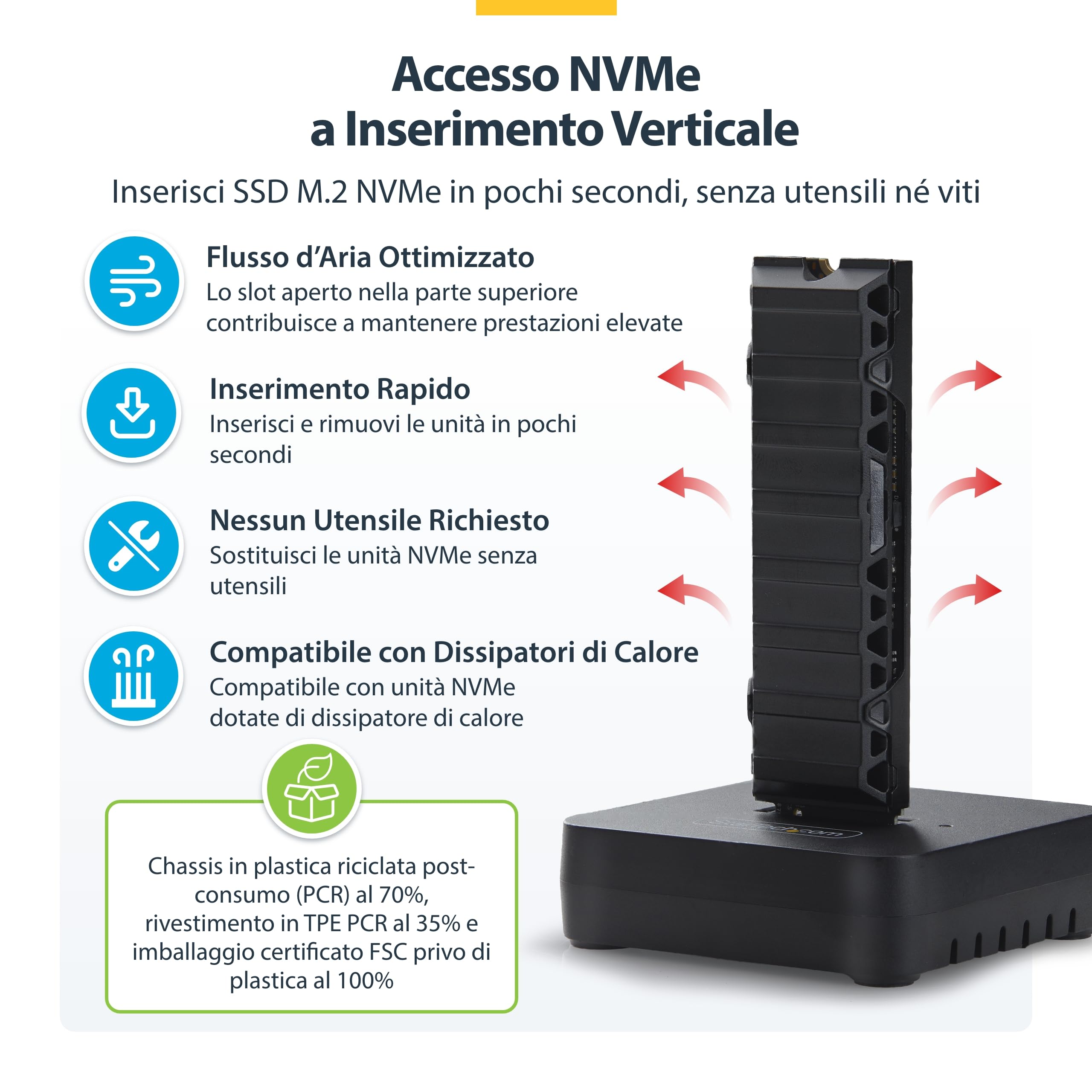 StarTech Dock USB-C/USB-A a SSD M.2 NVMe, 10Gbps, Senza Attrezzi