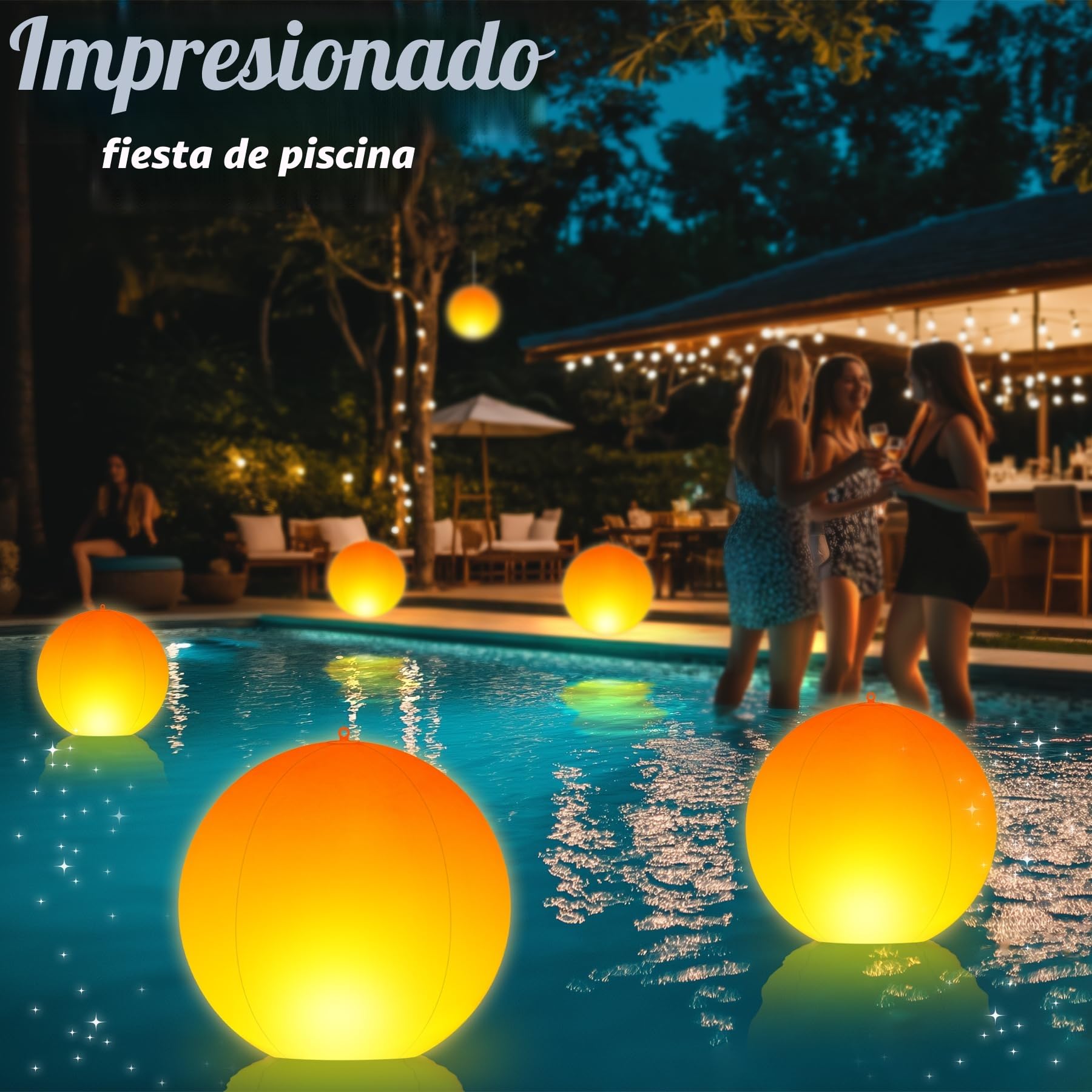 DeeprBling Luces Flotantes Piscina Solares de Llama, Bolas Luces Piscina Flotantes, Impermeables IP68 Bola Flotante Luz Solar Piscina, Ø35cm Inflables Bolas de Luz LED para Piscina Jardin - 2 Piezas