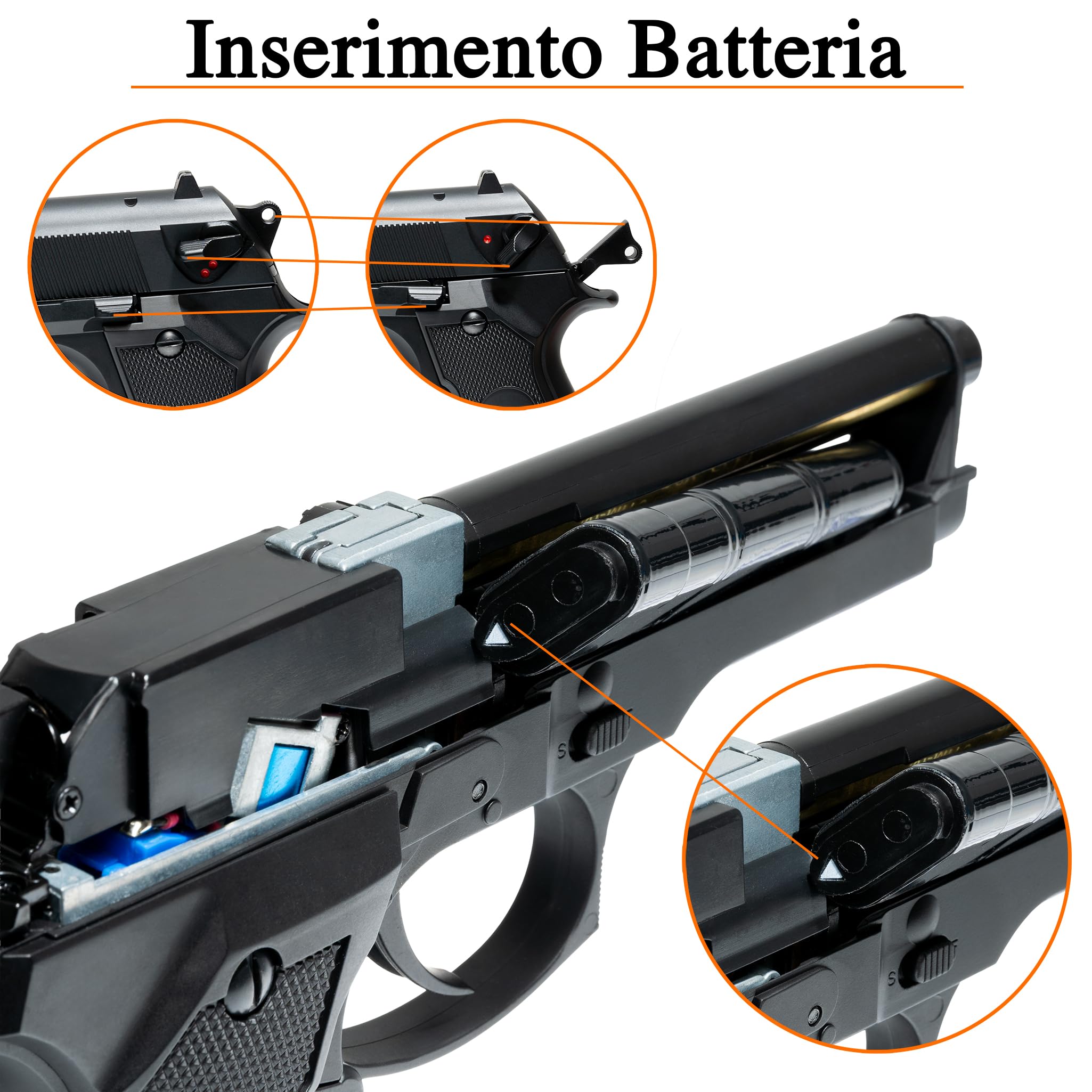 Pistola Softair CM 92, con Batteria Li-Po, Caricabatterie, 1000 Pallini e Carichino Inclusi – Replica Airsoft Tattica in Plastica Resistente, potenza 0,8 joule