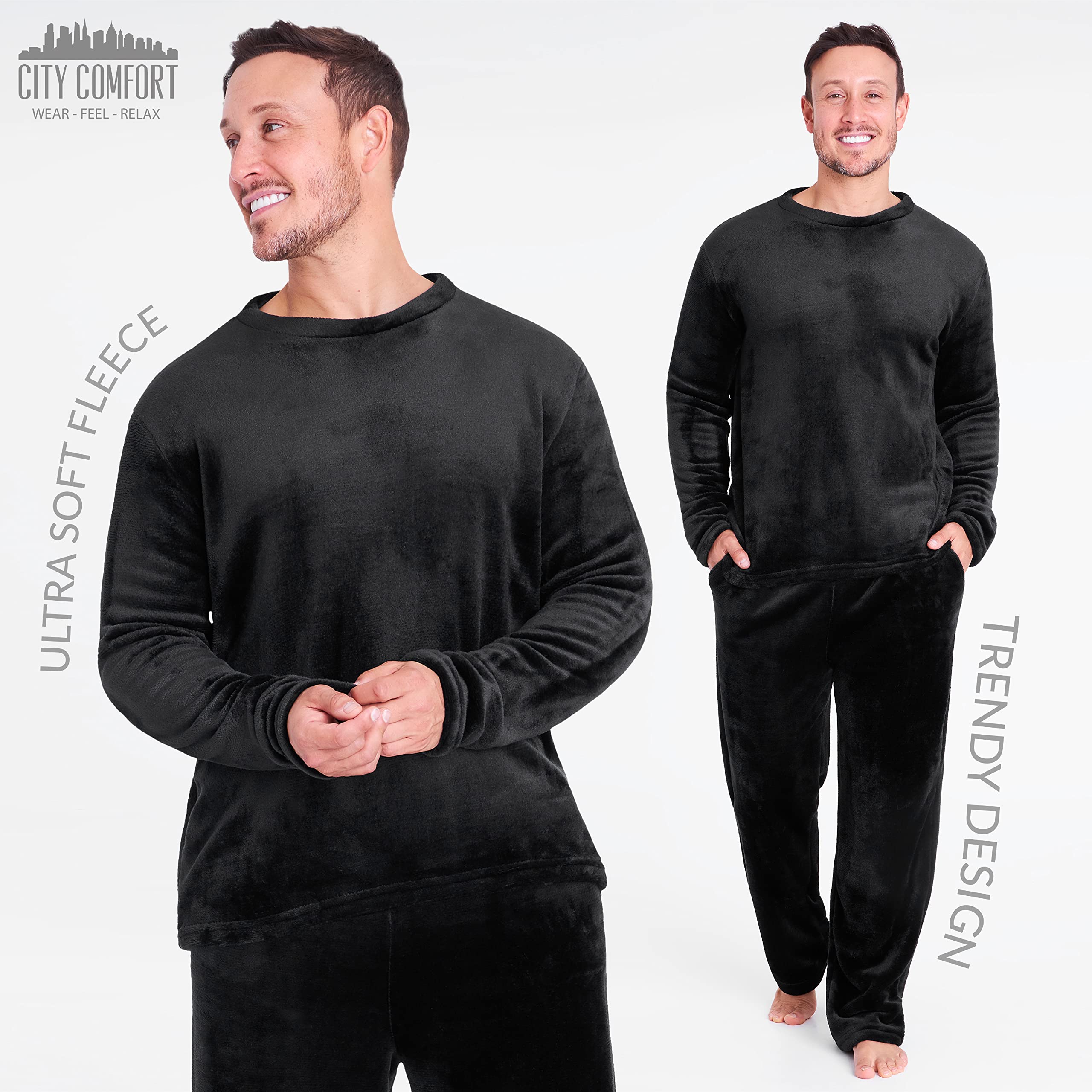 CityComfort Pigiama Uomo Set, 2 Pz Set Pile Abbigliamento da Casa - Regalo Uomo