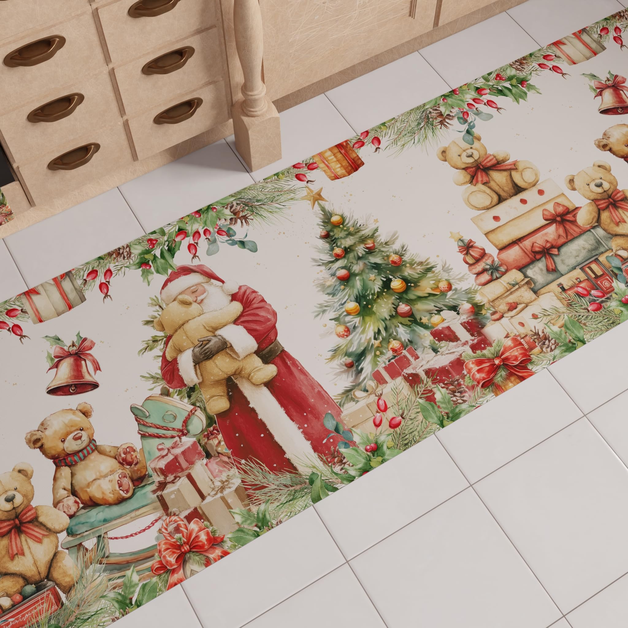Tapis de cuisine de Noël lavable Sweet Santa PETTI Artigiani Italiani