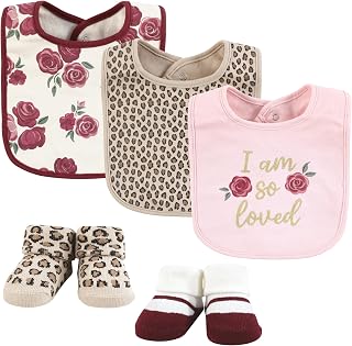 Hudson Baby Unisex BabyCotton Bib and Sock Set