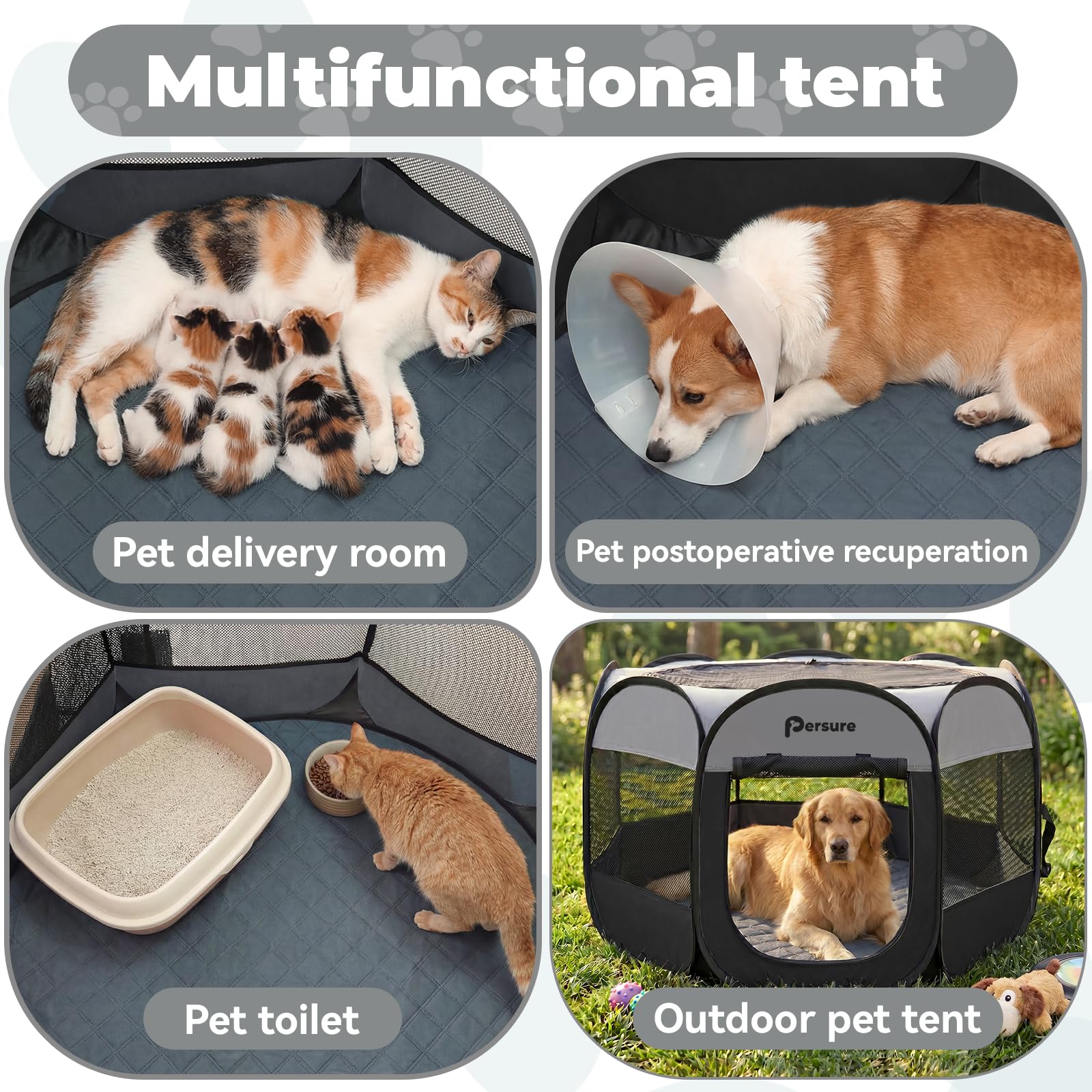 Amazon | 犬 猫 ベビーサークル 屋内 屋外 子犬 ペット 犬 猫 手術後の