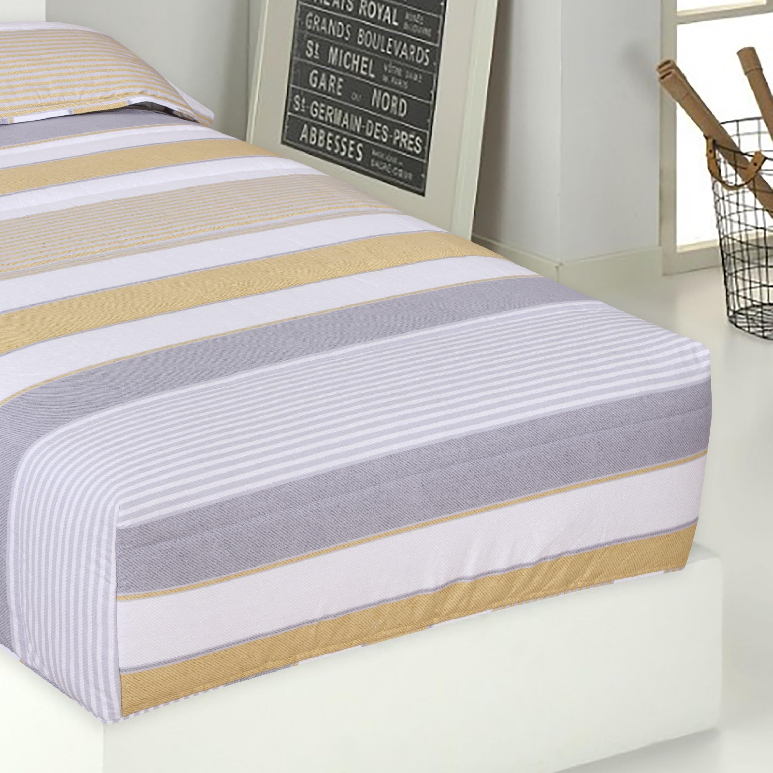 DHESTIA HOME Edredón Ajustable Cama Infantil Zarautz Ocre Color Ocre Talla Cama 90