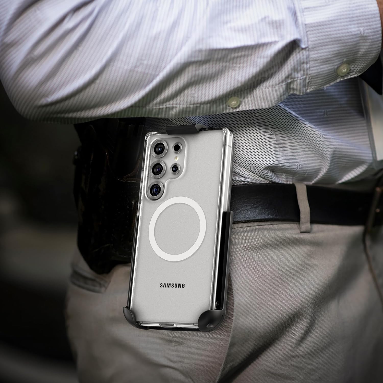 Encased Belt Case Designed for Samsung Galaxy S25 Ultra with Phone Holster Clip (Compatible with MagSafe Qi2) - Crystal Clear - Image 3