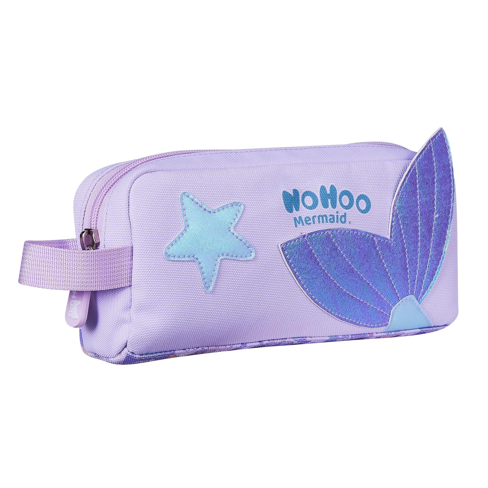 NOHOO Pencil case, Cute Animal Print Pencil bag for kids, Lightweight Portable pencil pouch with Zipper for Girls Boy Students Teens Adults School office Travel Holder Box - Purple Mermaid