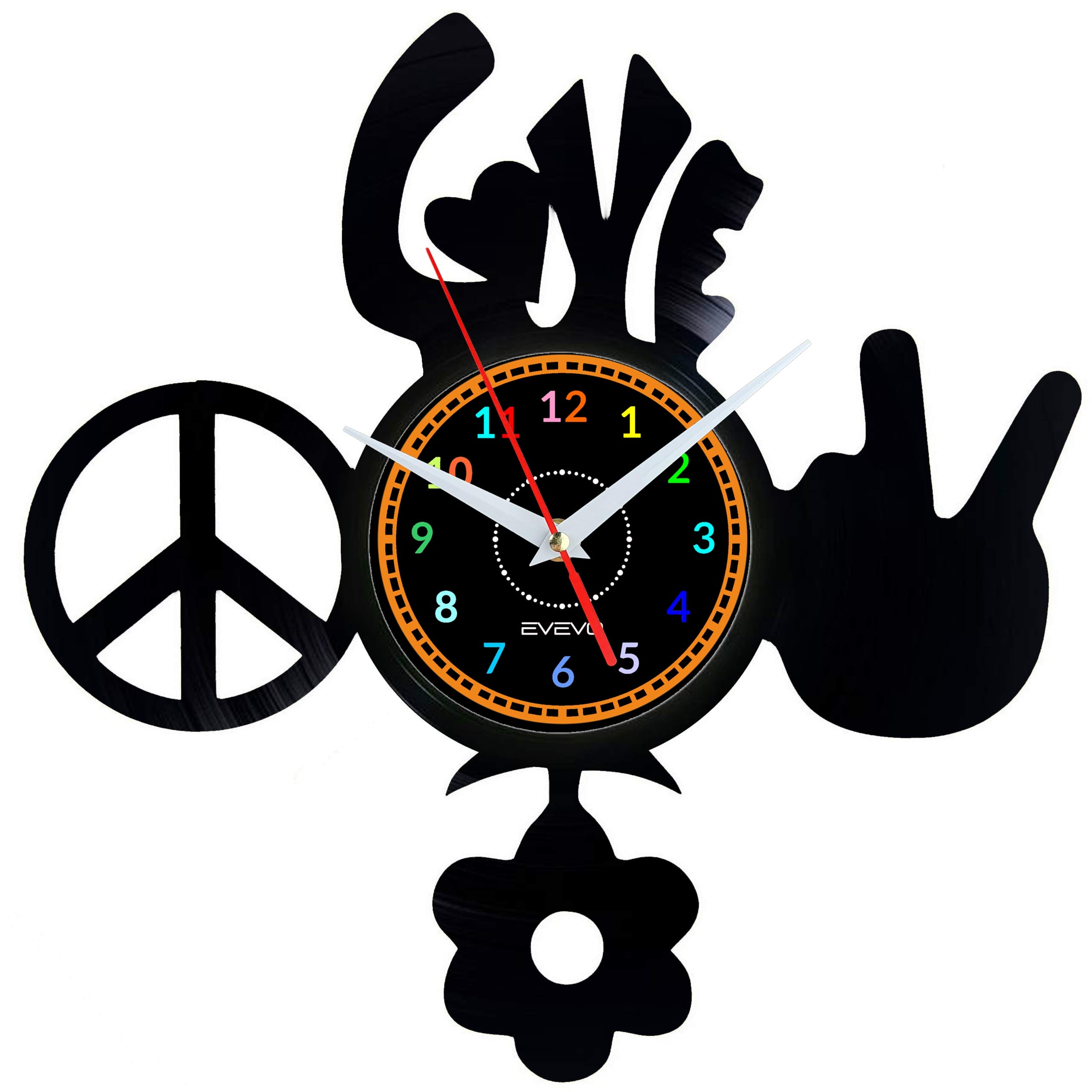 Horloge en vinyle hippie pour décorer un studio de musique vintage W1329