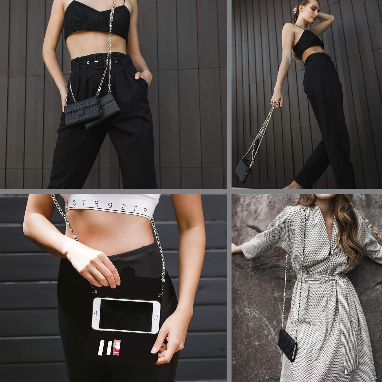 Rеvіеw Prоduсt Free State Crossbody Bag with Cell Phone Case. Quilted Calfskin Wallet Purse Has 3 Card Slots, Internal Sleeve for Cash & iPhone Case. Adjustable Leather & Chain Straps (6/6S/7/8)