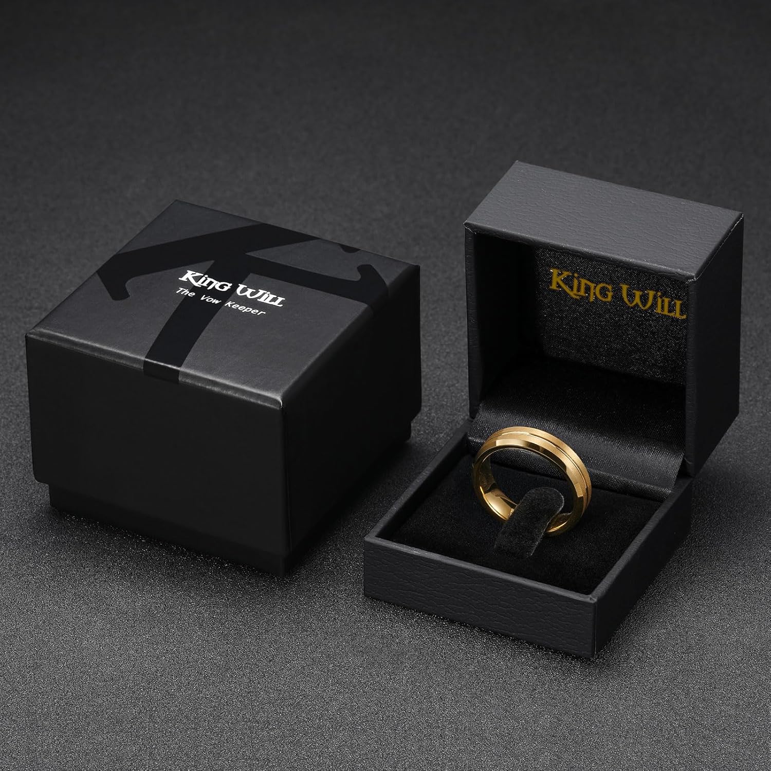 King Will Tungsten Carbide Wedding Band for Men Women-6/8/10mm Width Multicolor Available with Grooved Center Wedding Ring Suitable for Work, Gym Comfort Fit Size 4-16