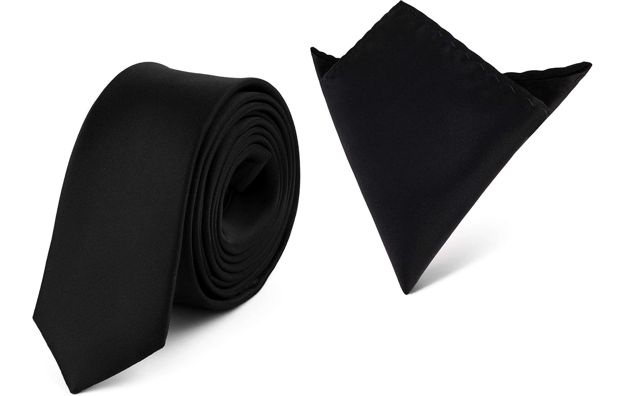 Ladeheid Herren Schmale Krawatte & Einstecktuch Set SP/P (150cm x 5cm, 22cm x 22cm)