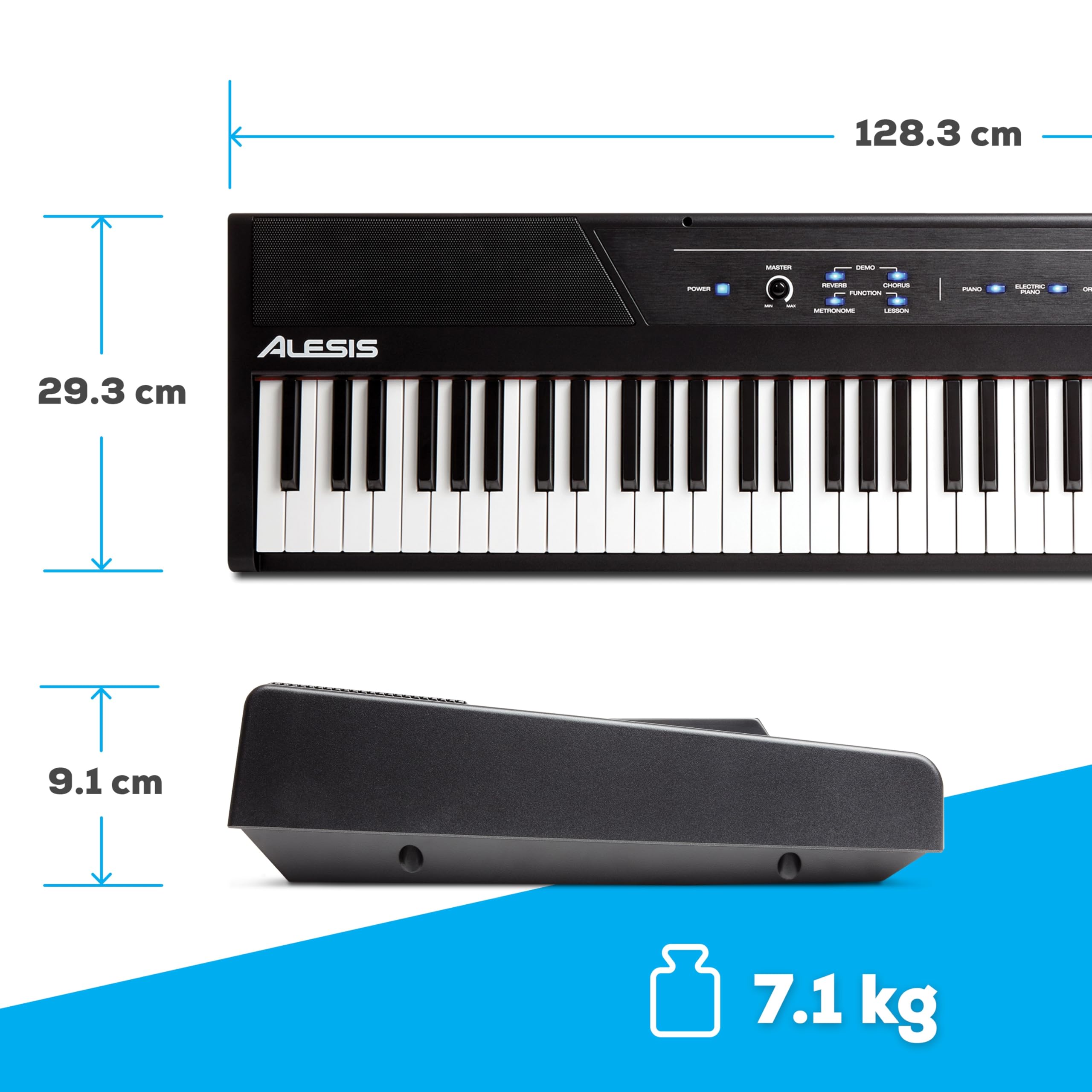 Alesis Recital Piano Numérique 88 Touches Semi-Lestées avec Enceintes Intégrées et Cours Gratuits