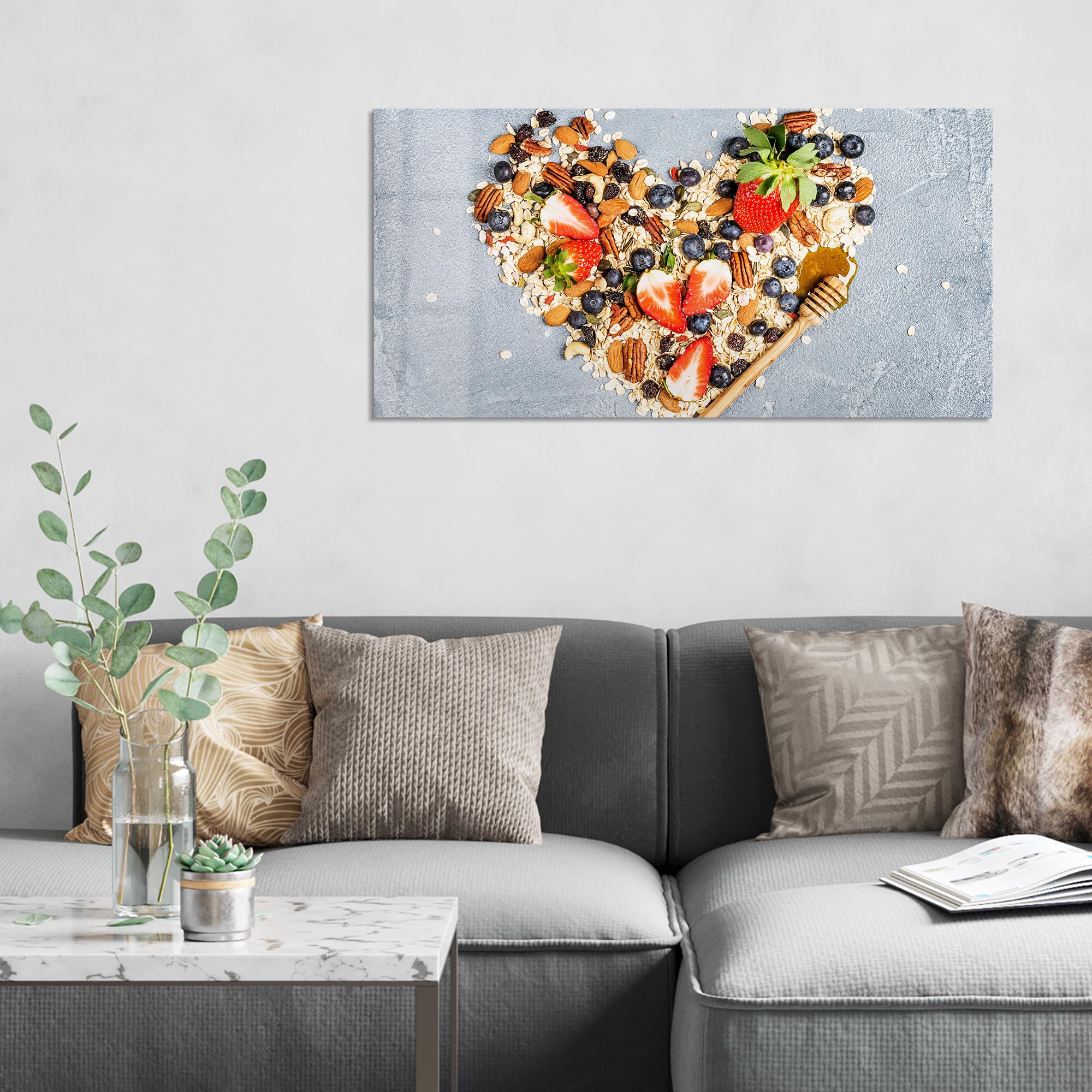 DEQORI Obraz na szkle z prawdziwego szkła, motyw serca zdrowia, jednoczęściowy poziomy, 100 x 50 cm, piękna dekoracja, obraz ścienny do salonu, sypialni, przedpokoju i kuchni, nowoczesna dekoracja