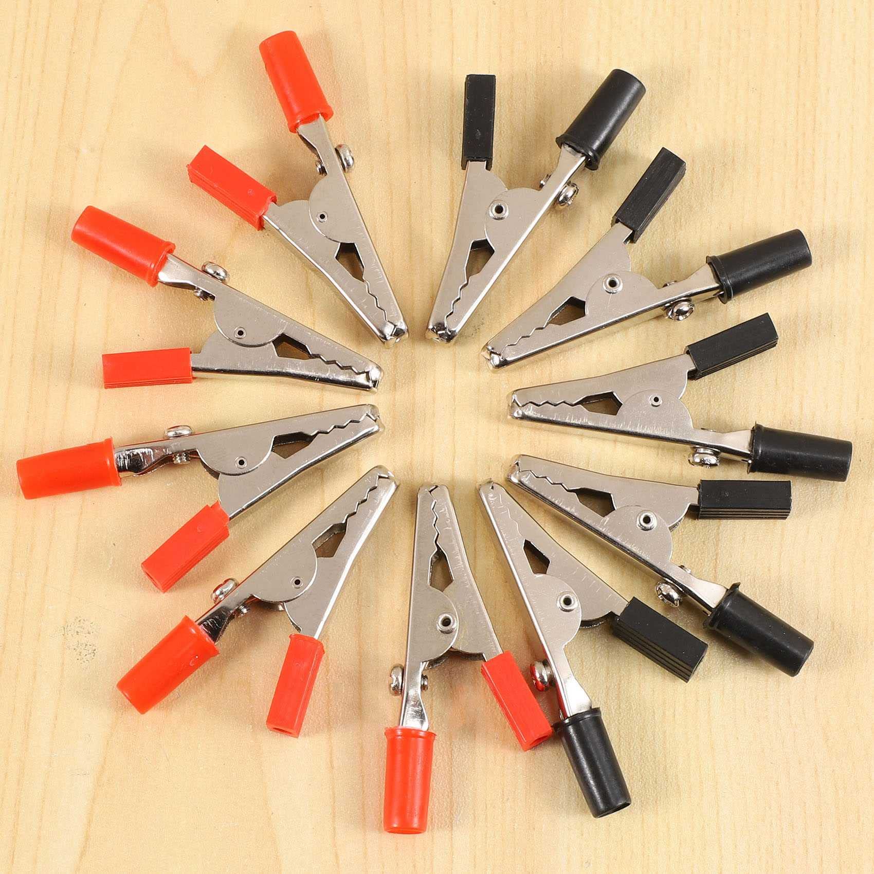 Lot de 10 pinces crocodiles en métal avec poignée en plastique de 50 mm